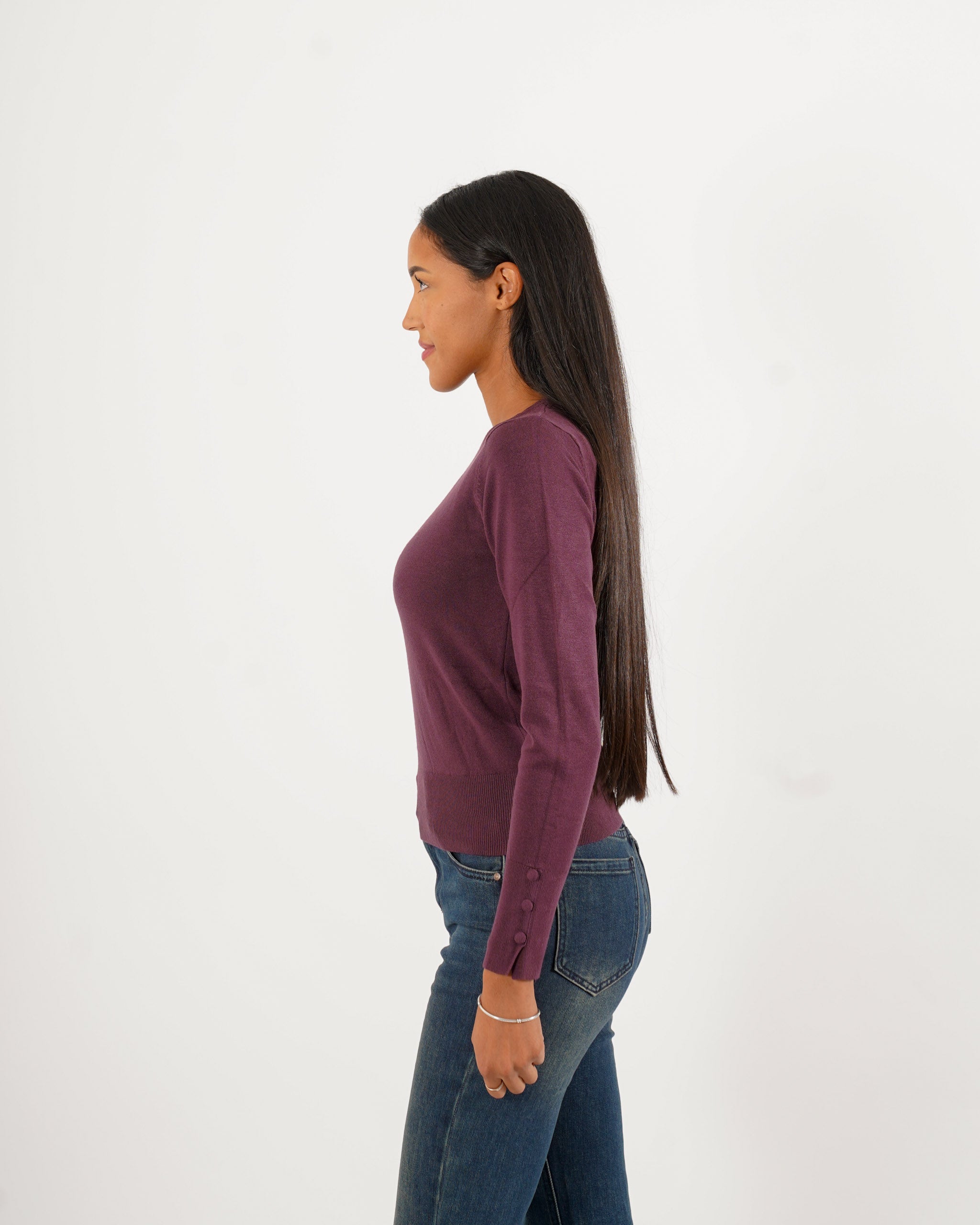 Maglia girocollo slim fit in mano viscosa - Canapa