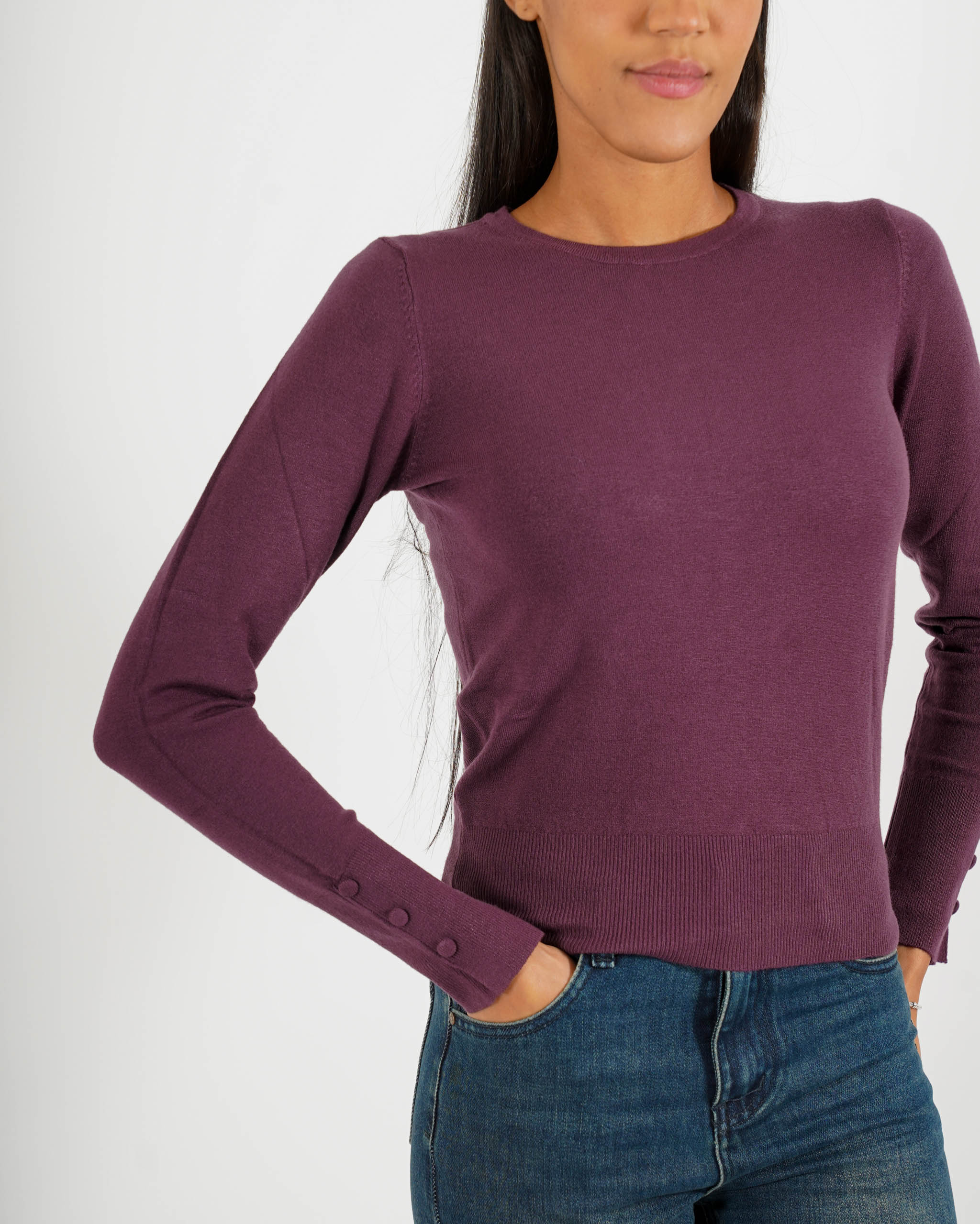 Maglia girocollo slim fit in mano viscosa - Canapa
