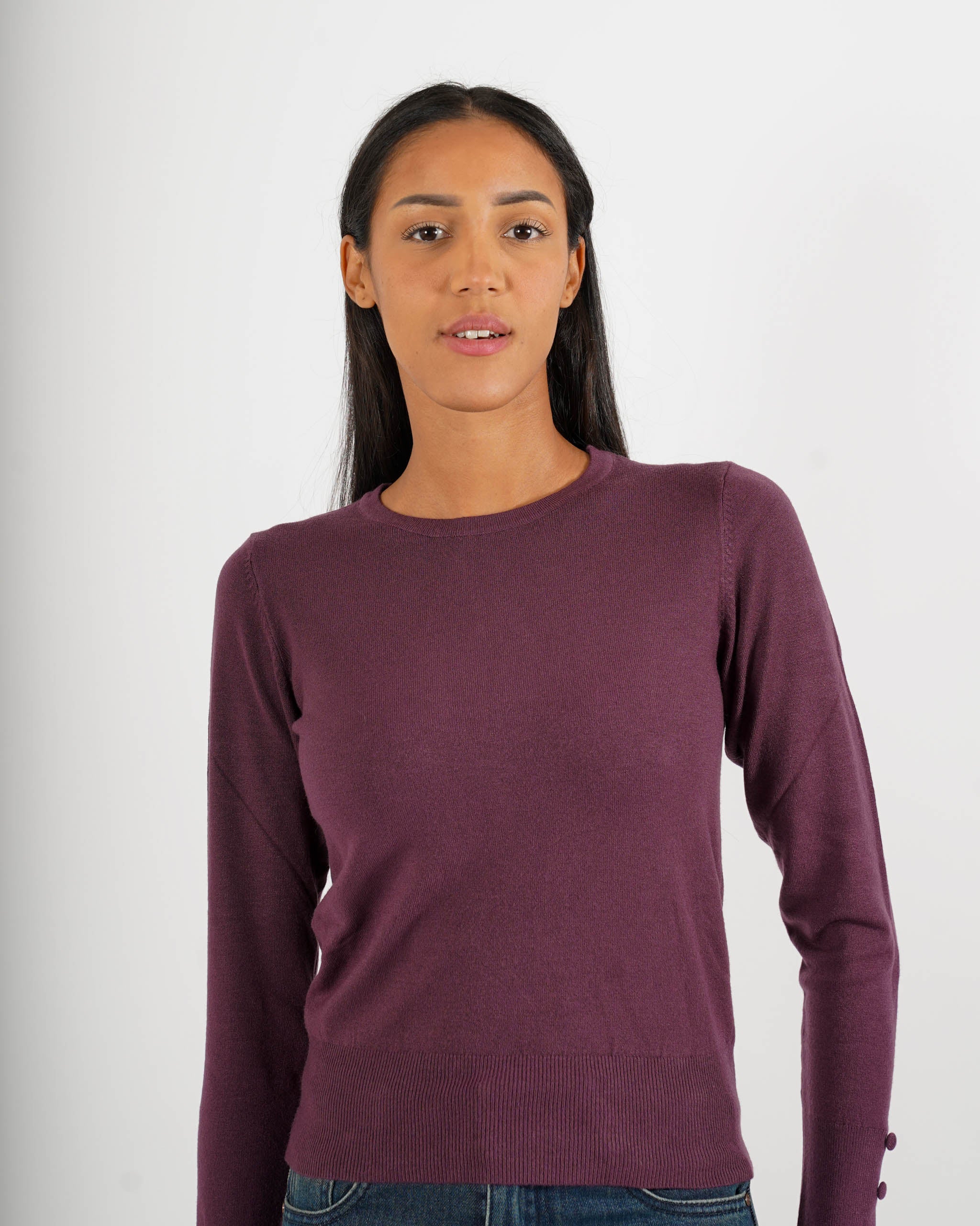 Maglia girocollo slim fit in mano viscosa - Canapa