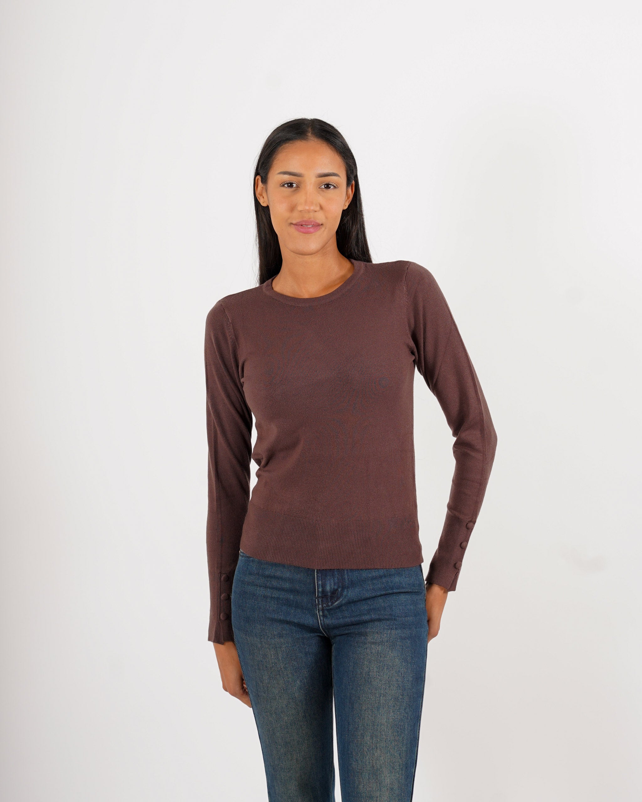 Maglia girocollo slim fit in mano viscosa - Canapa