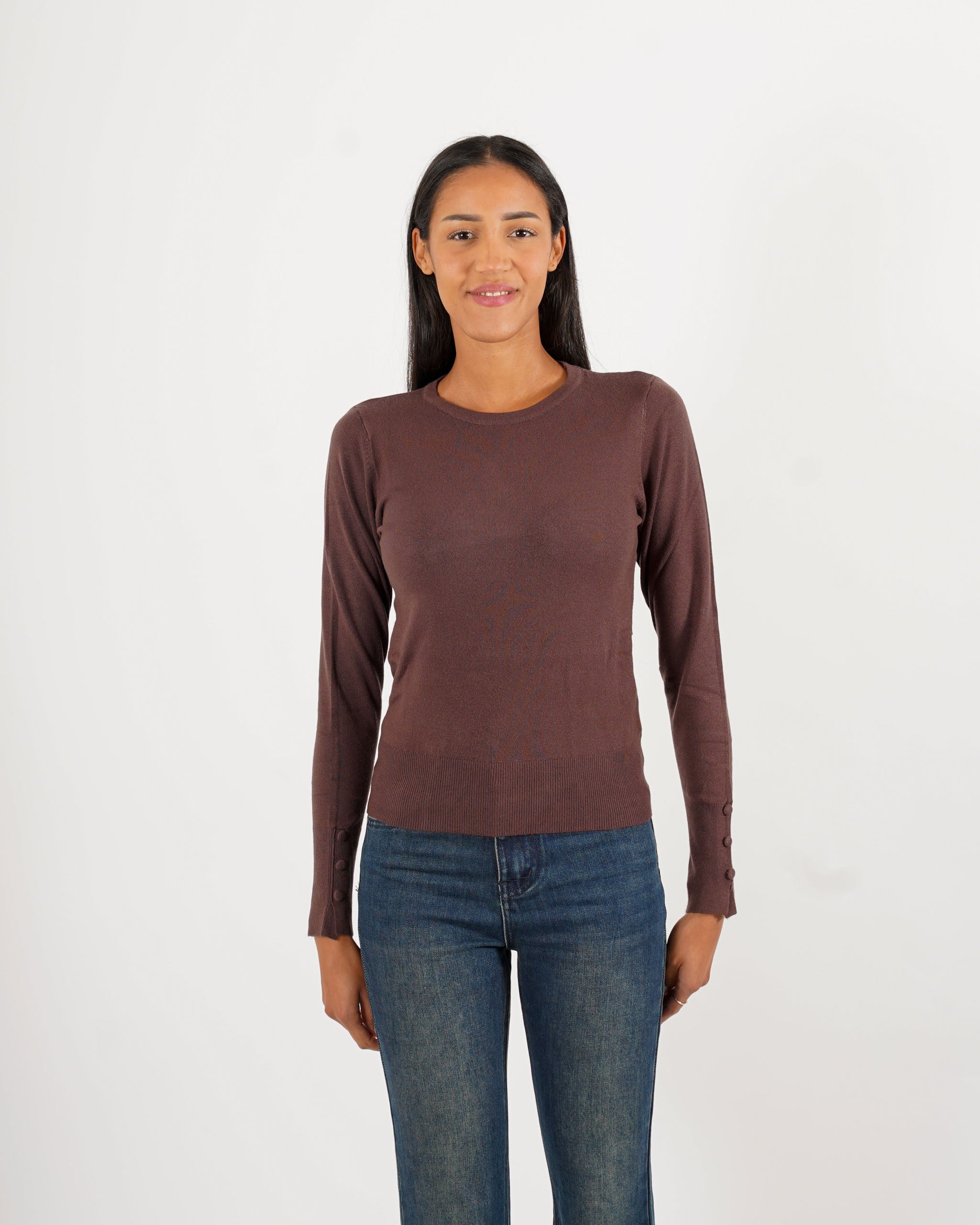 Maglia girocollo slim fit in mano viscosa - Canapa