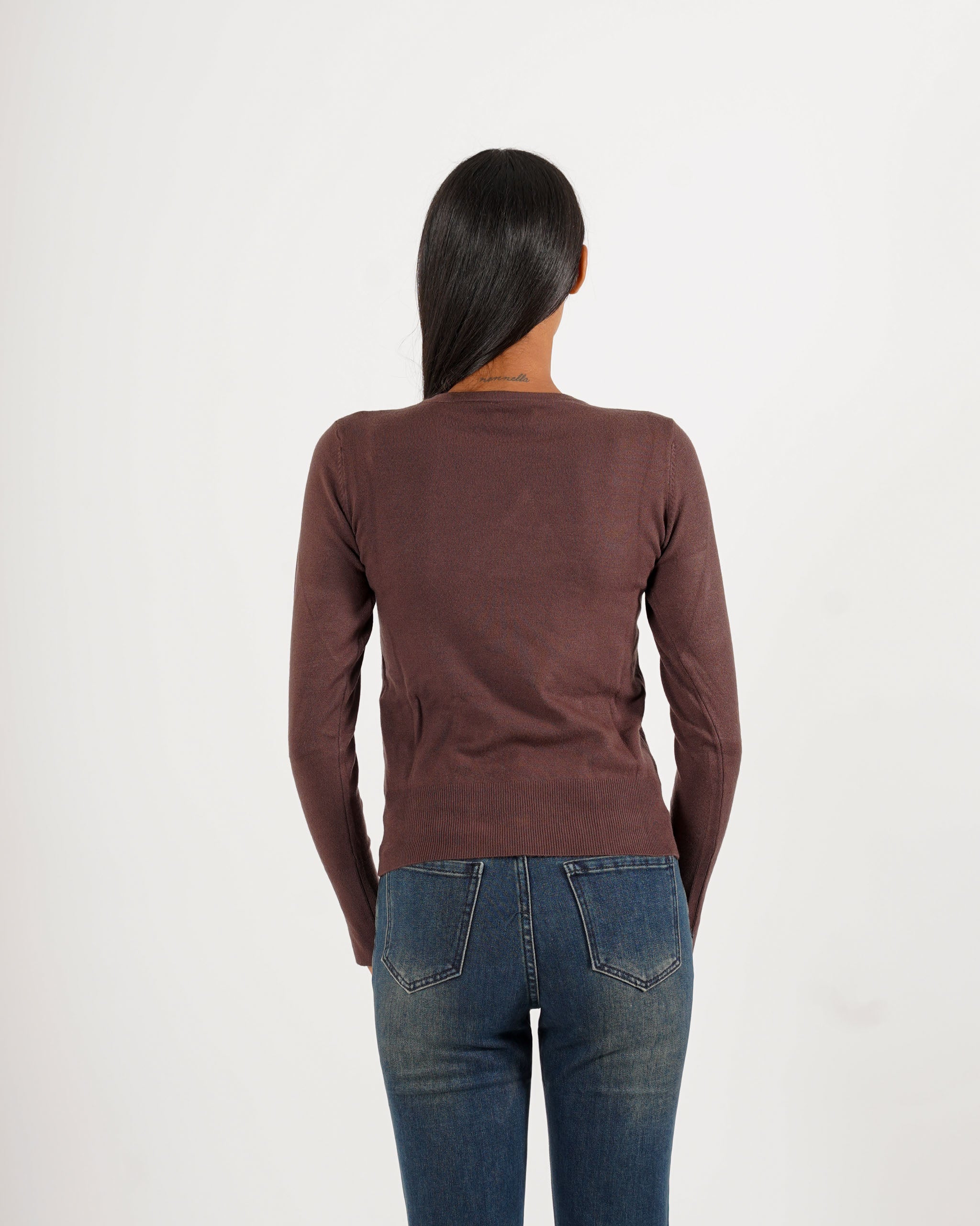 Maglia girocollo slim fit in mano viscosa - Canapa
