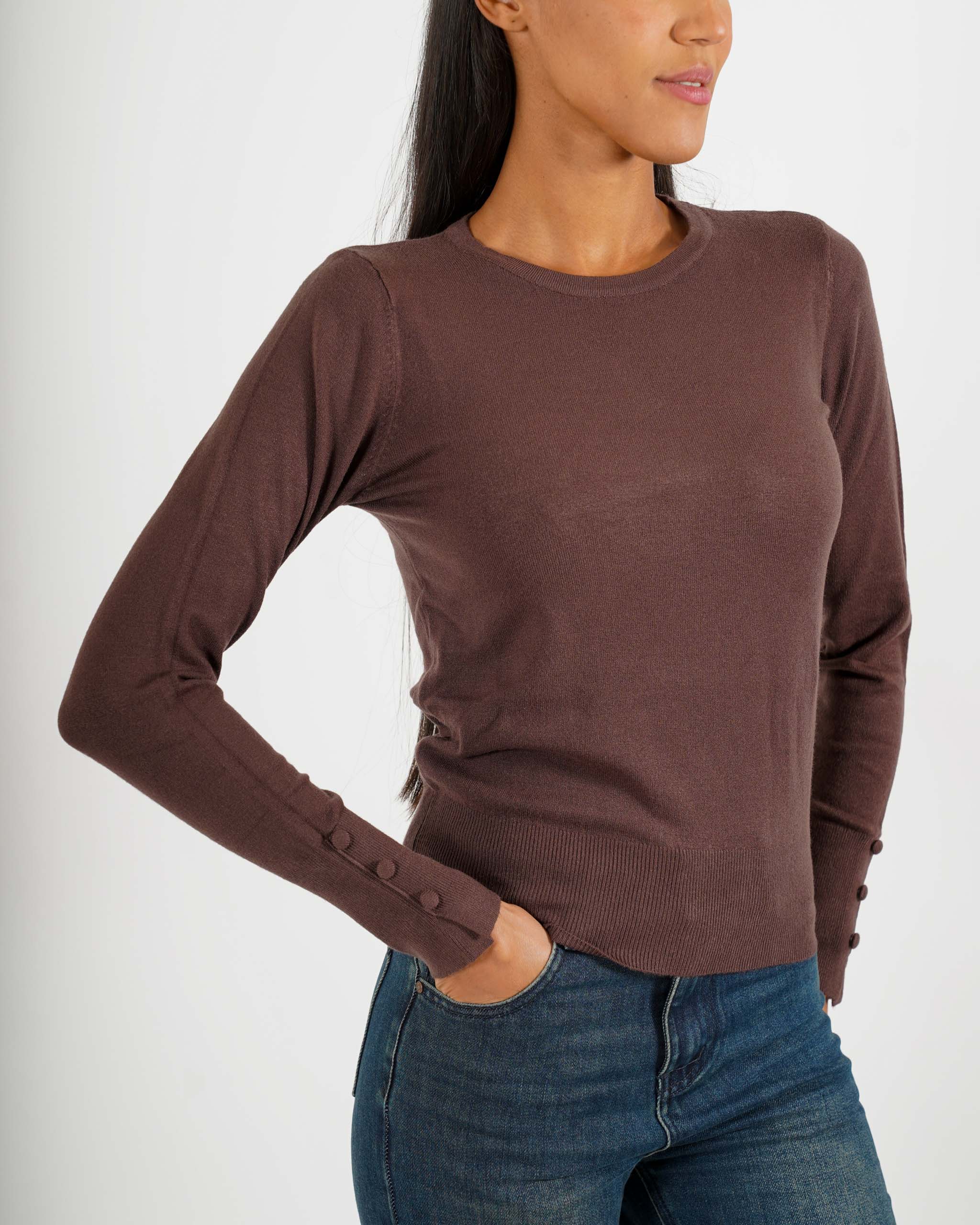 Maglia girocollo slim fit in mano viscosa - Canapa
