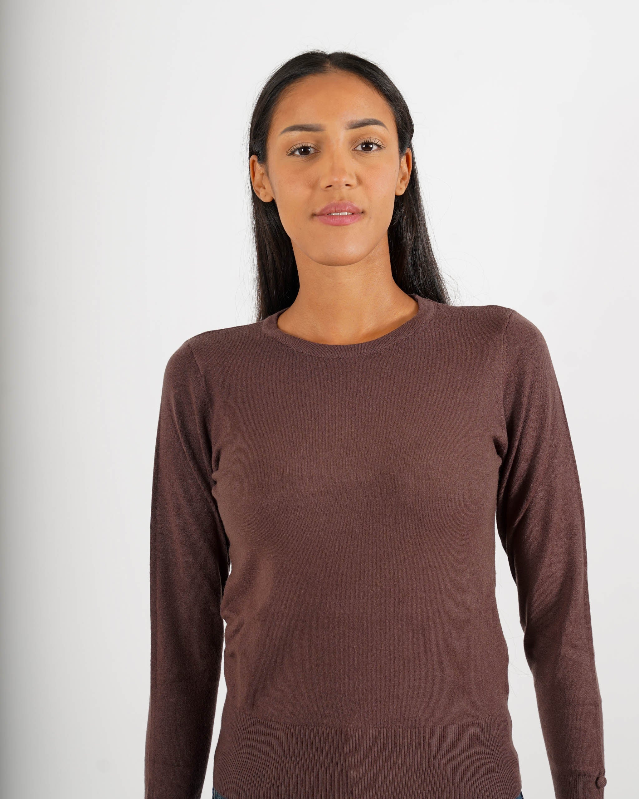Maglia girocollo slim fit in mano viscosa - Canapa