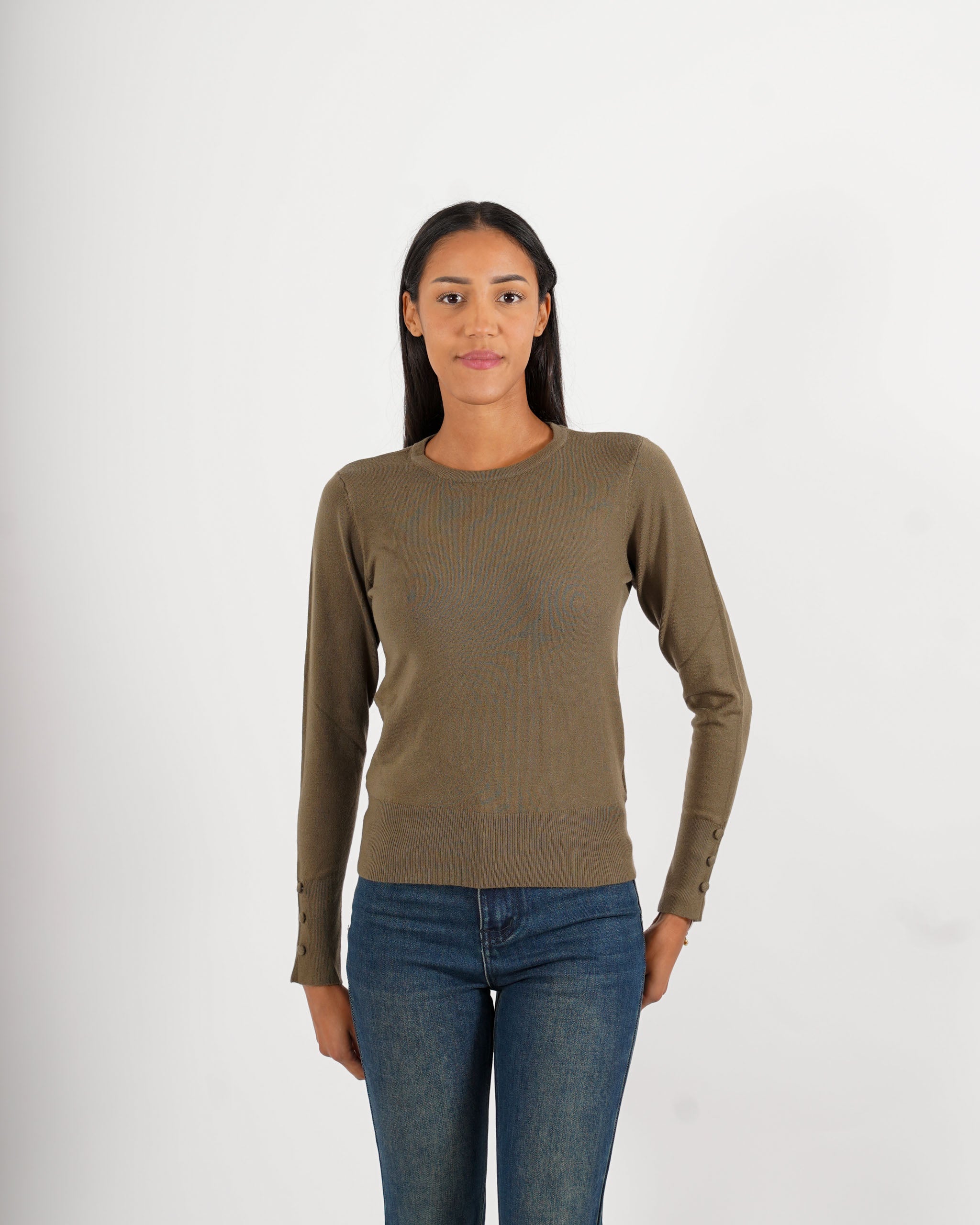 Maglia girocollo slim fit in mano viscosa - Canapa