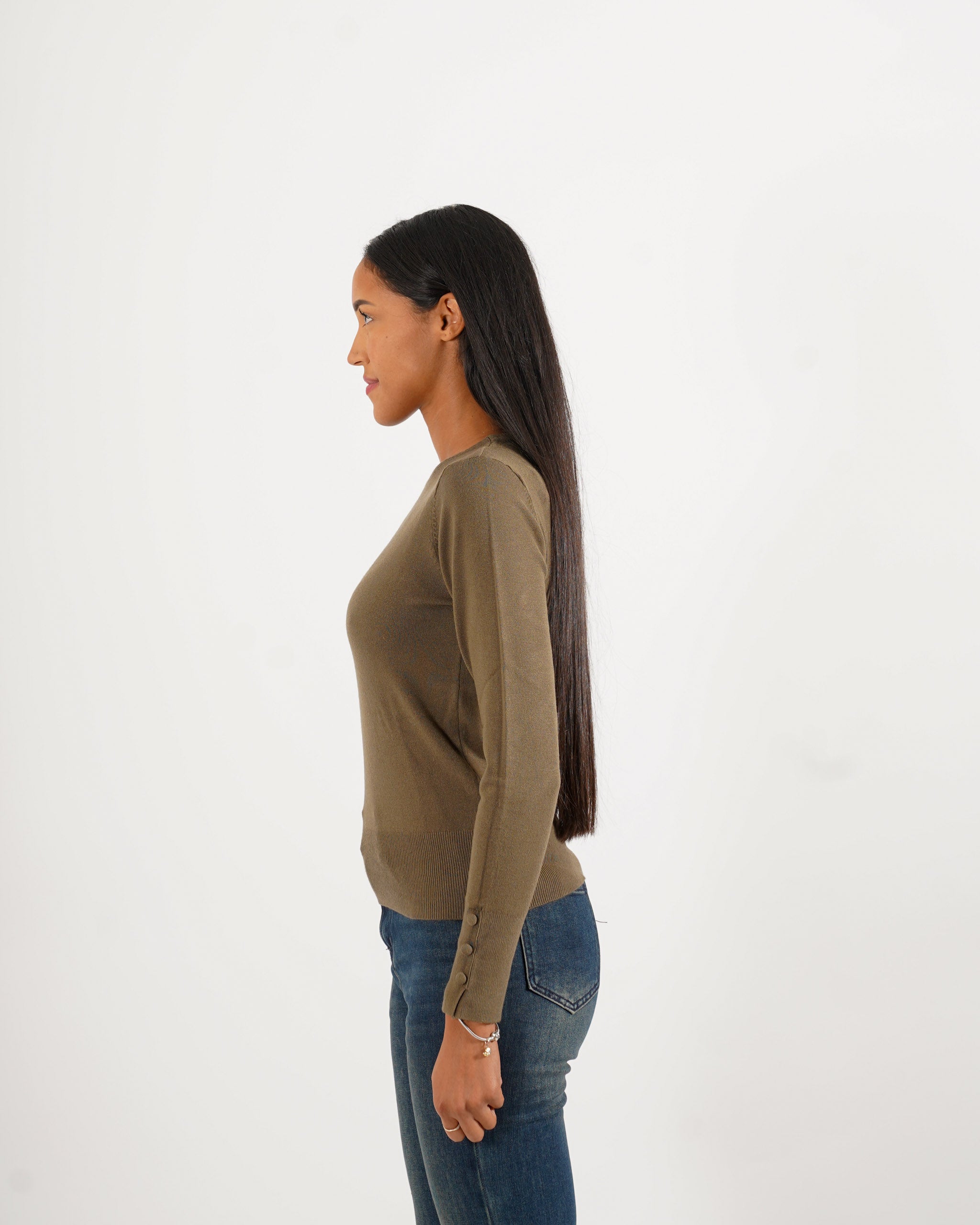 Maglia girocollo slim fit in mano viscosa - Canapa