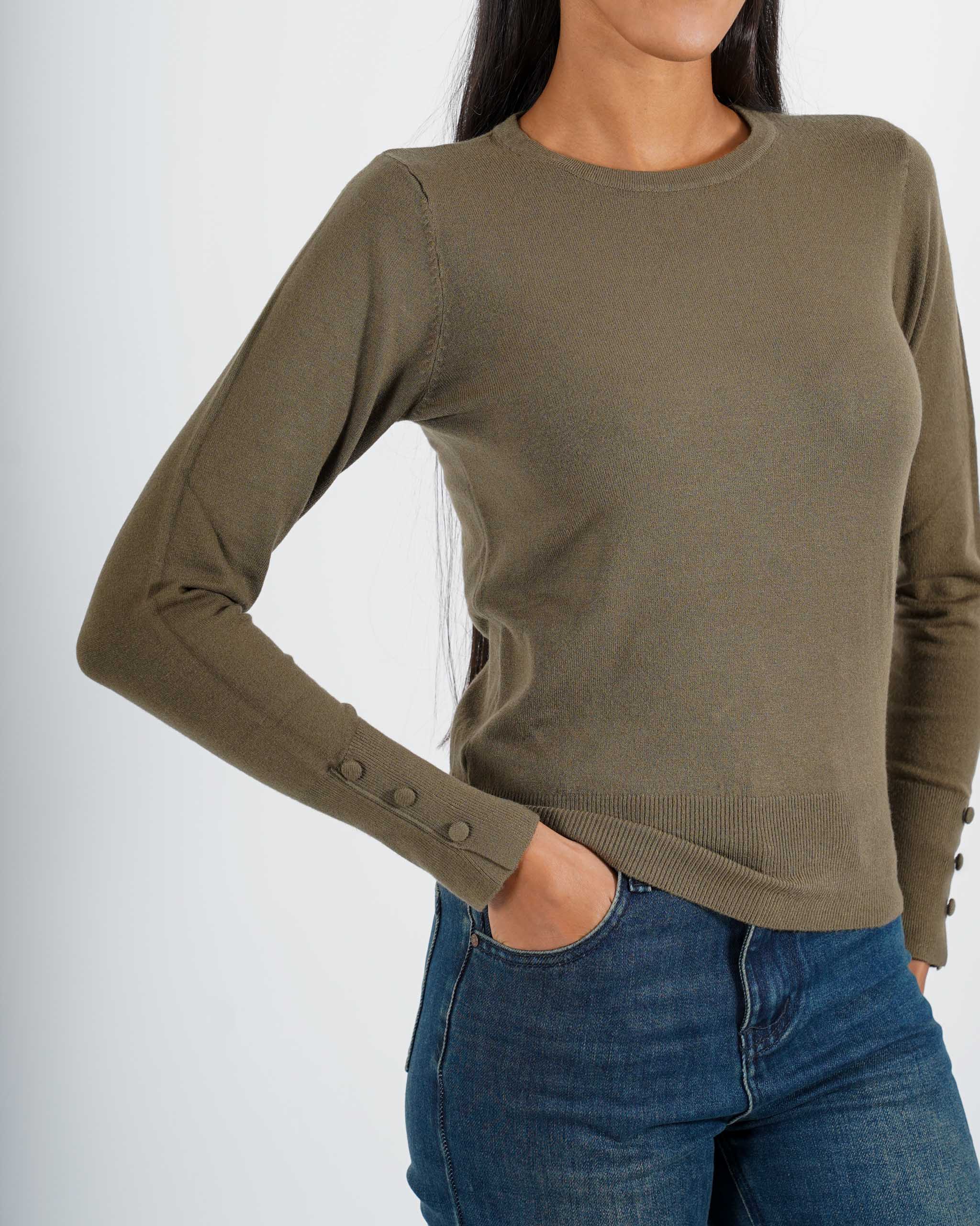 Maglia girocollo slim fit in mano viscosa - Canapa