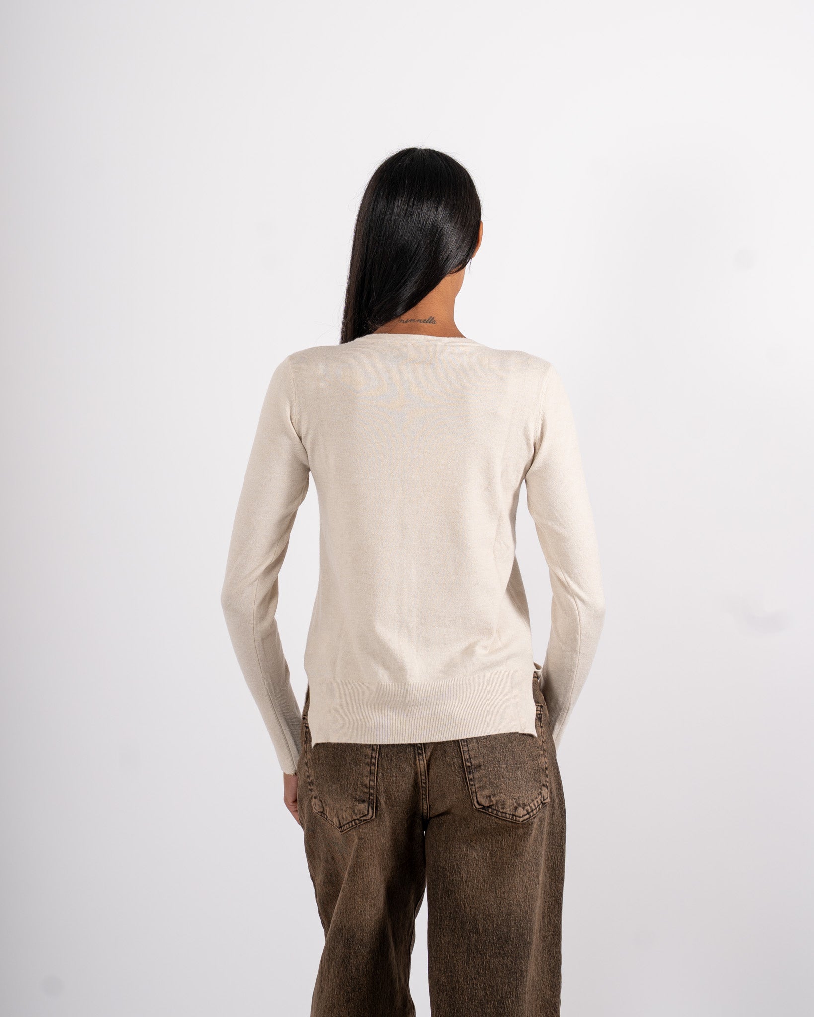 Cardigan in maglia con bottoni tono su tono - Miglio