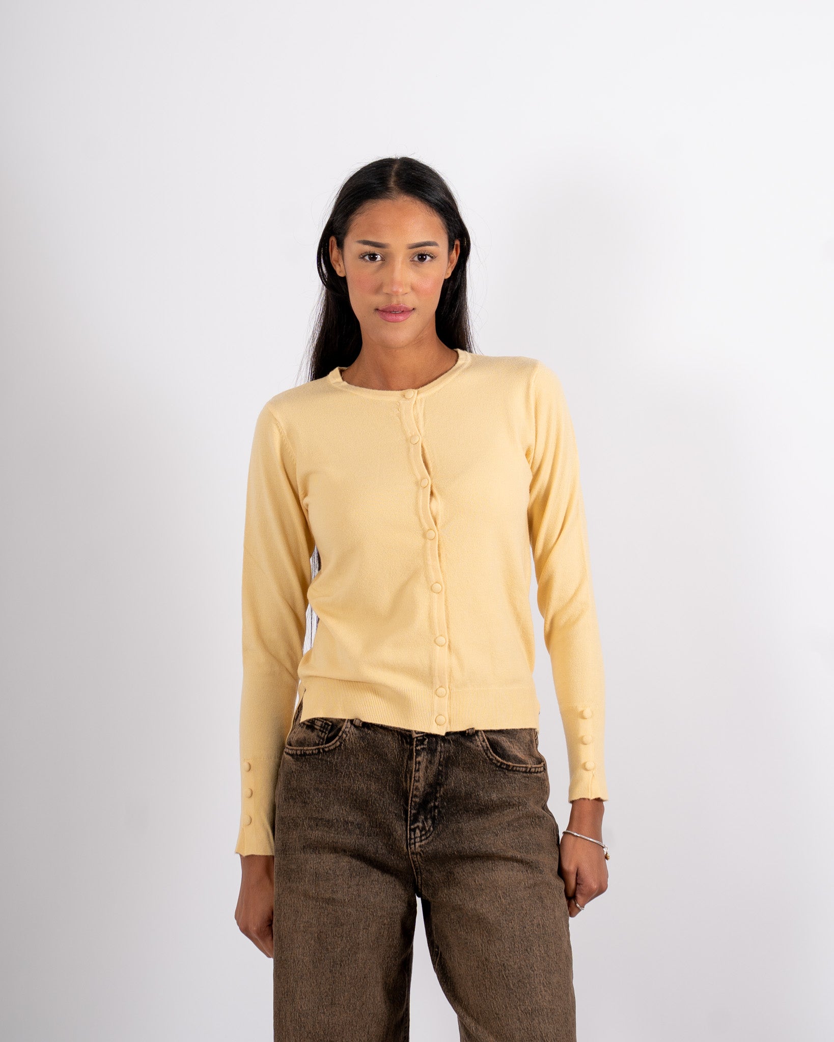Cardigan in maglia con bottoni tono su tono - Miglio