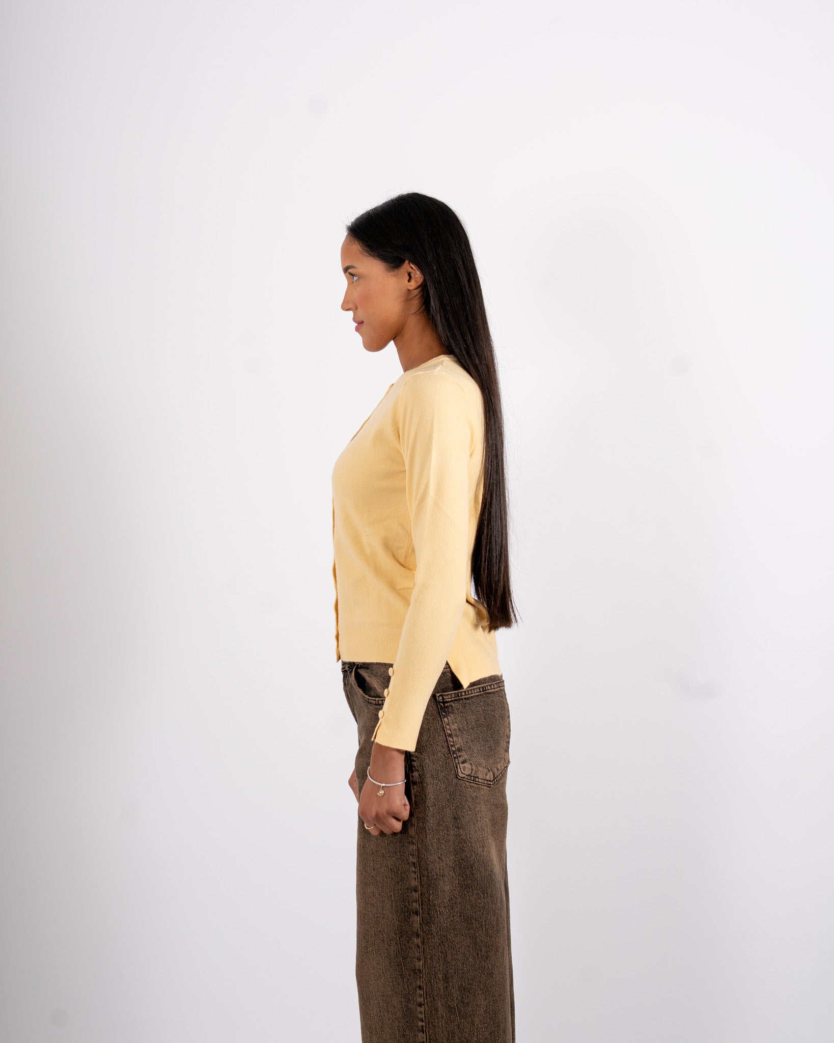 Cardigan in maglia con bottoni tono su tono - Miglio