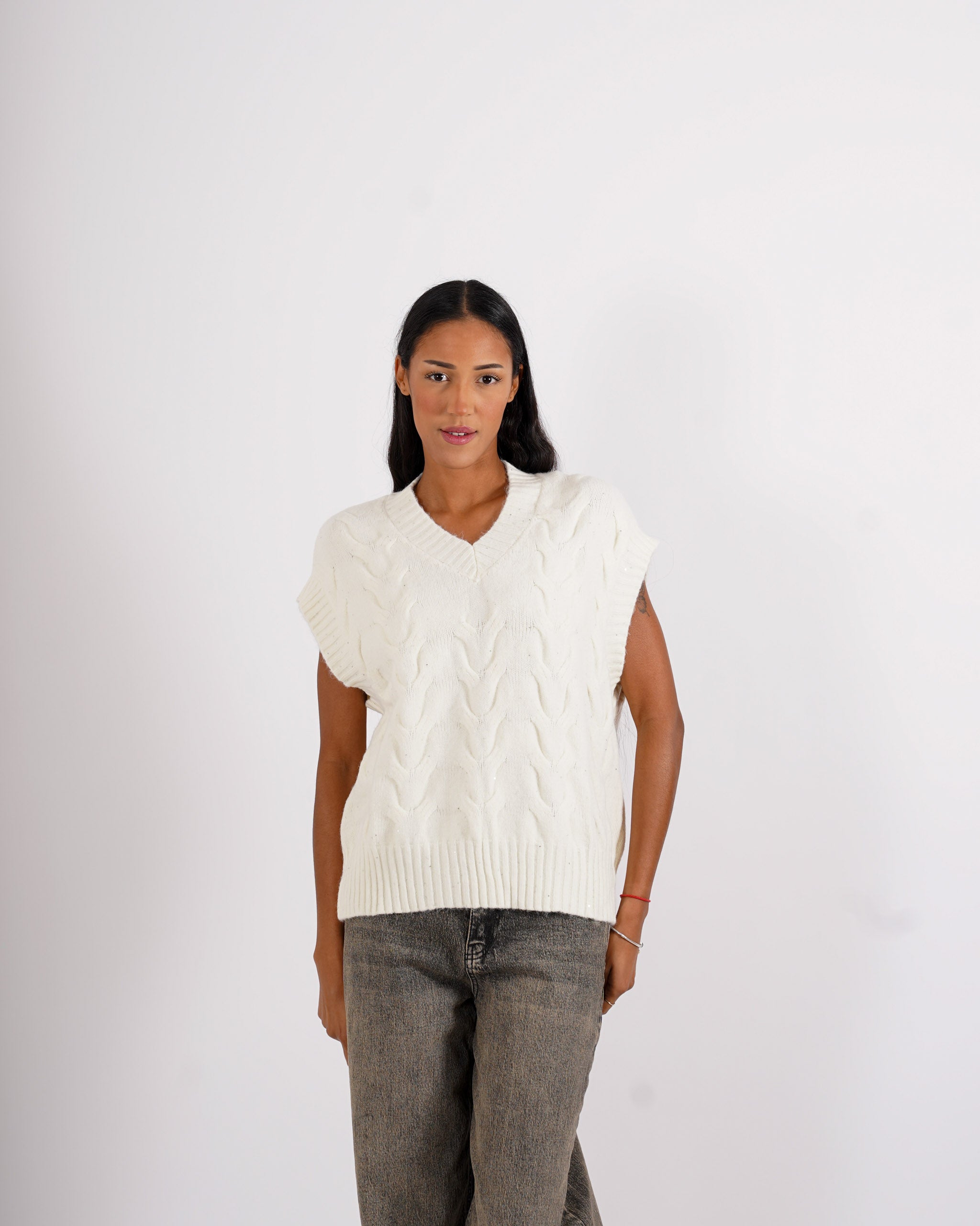 Gilet over in tricot con micropaillettes - Platt