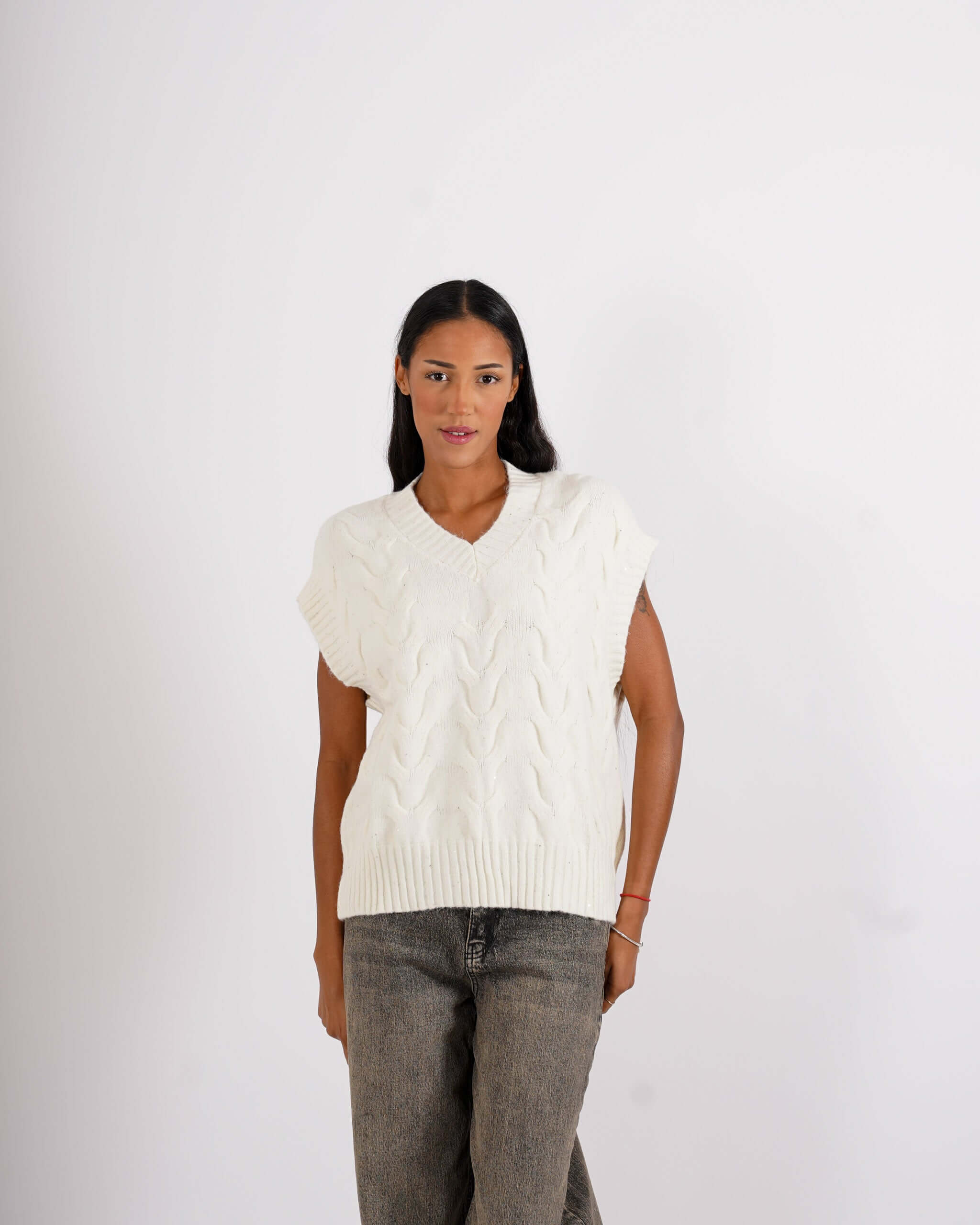 Gilet over in tricot con micropaillettes - Platt - Hope Fashion