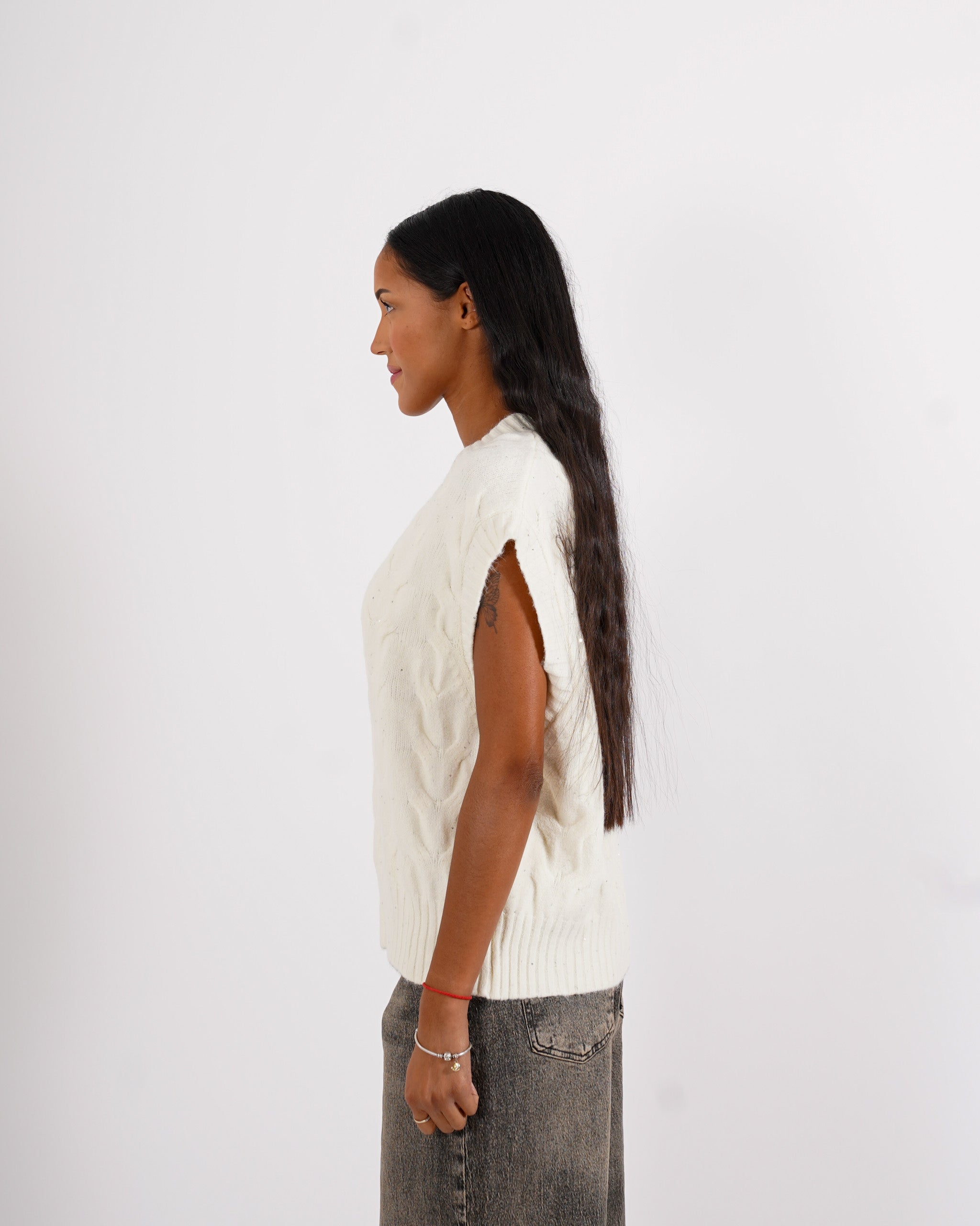 Gilet over in tricot con micropaillettes - Platt