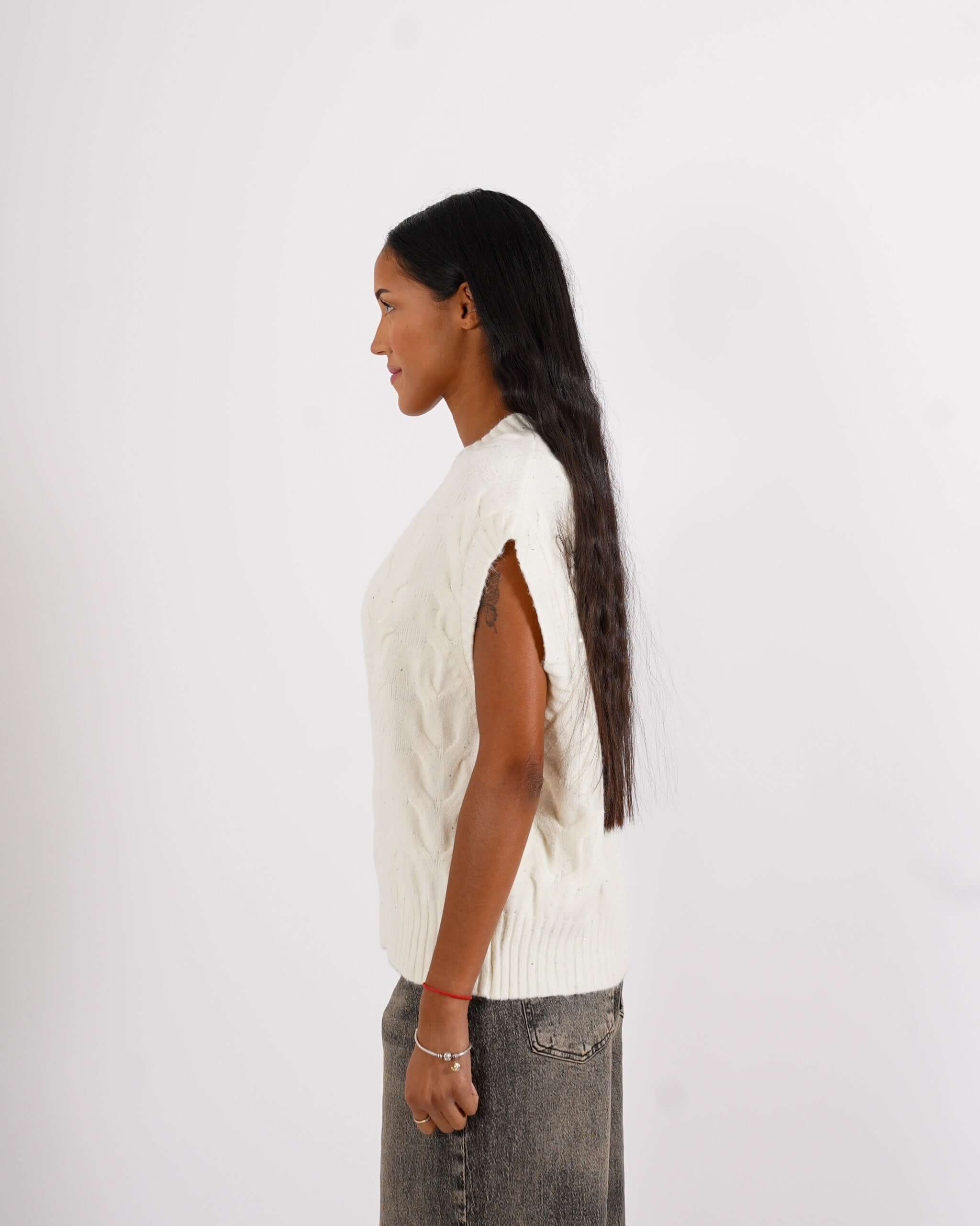 Gilet over in tricot con micropaillettes - Platt - Hope Fashion