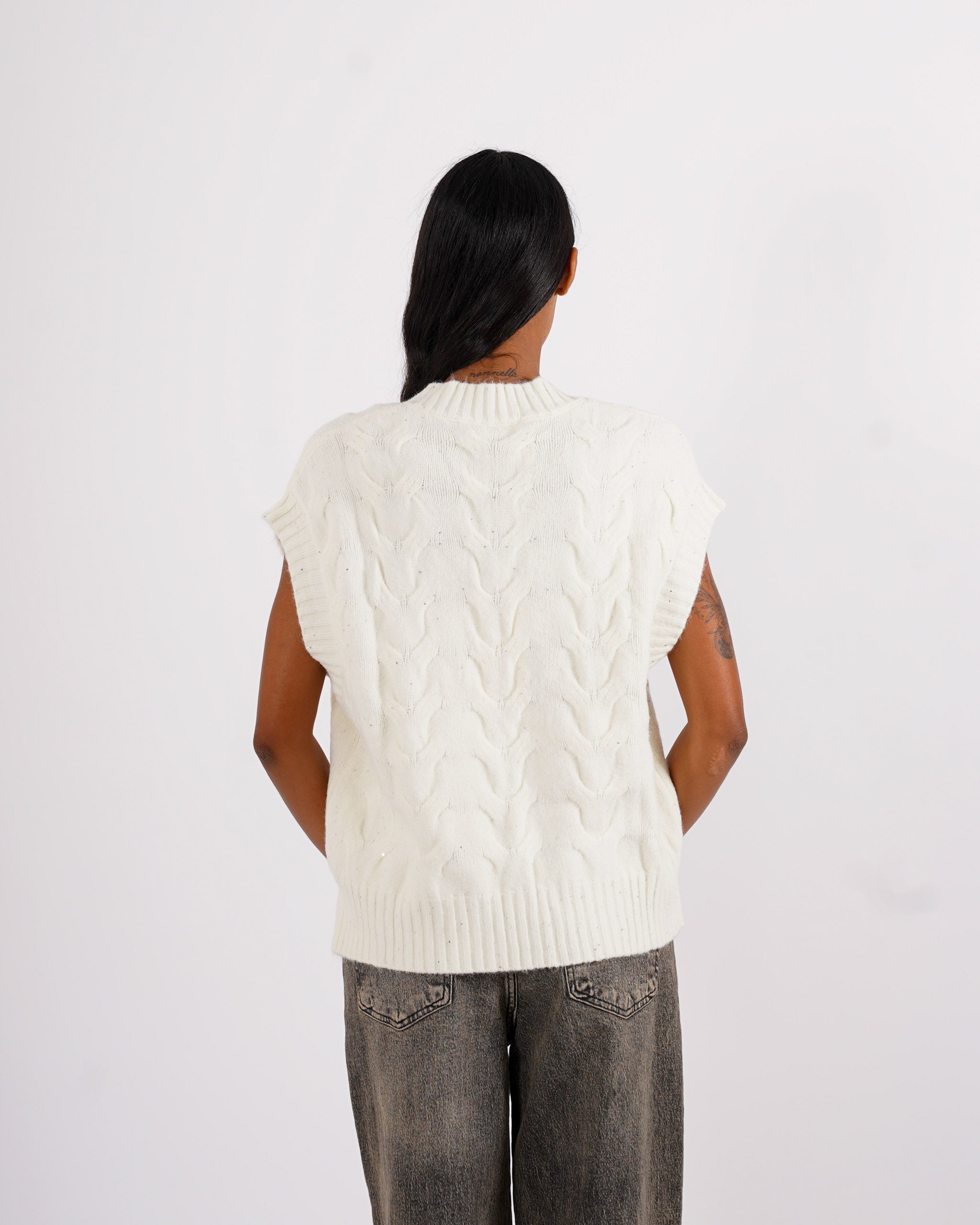 Gilet over in tricot con micropaillettes - Platt