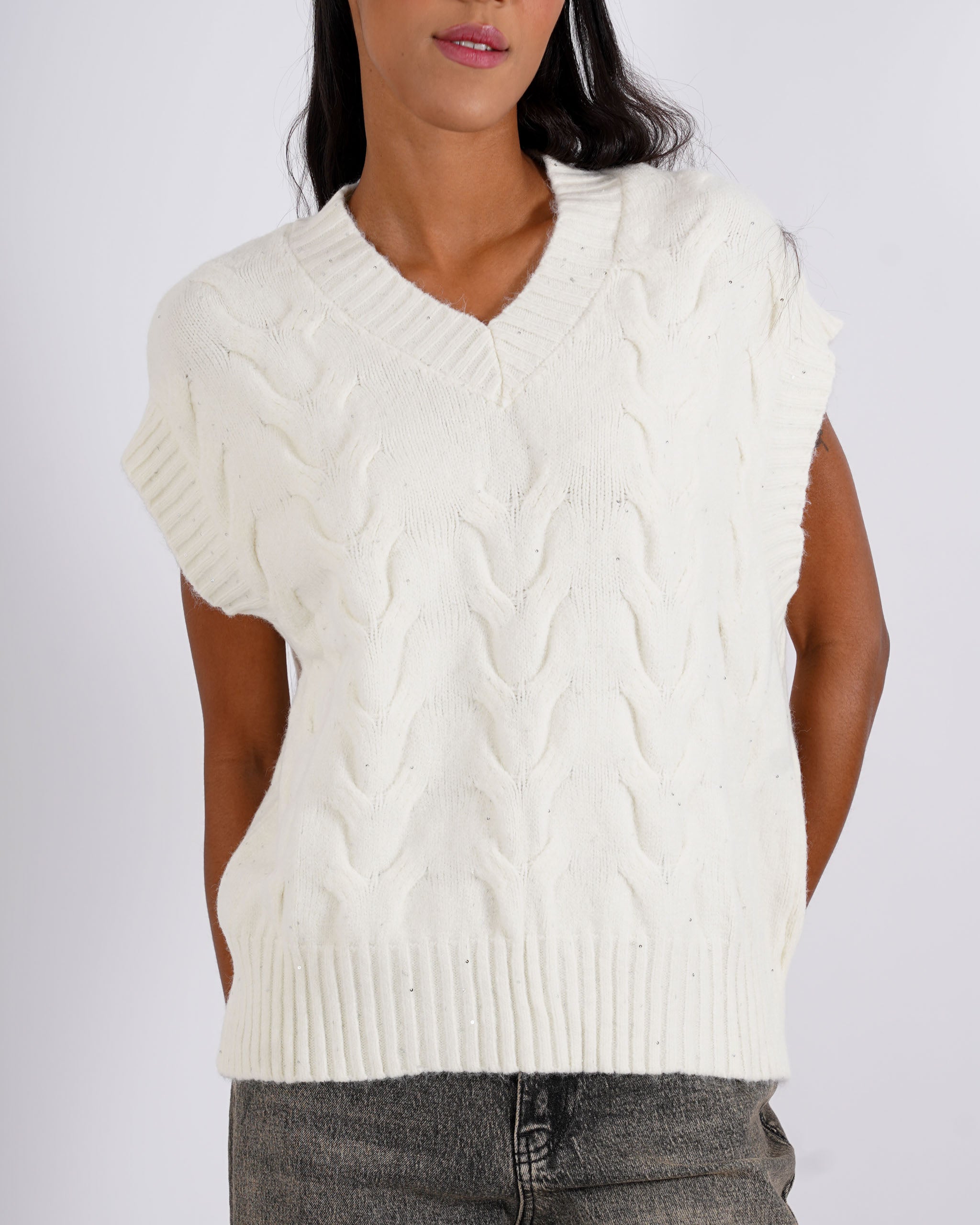 Gilet over in tricot con micropaillettes - Platt