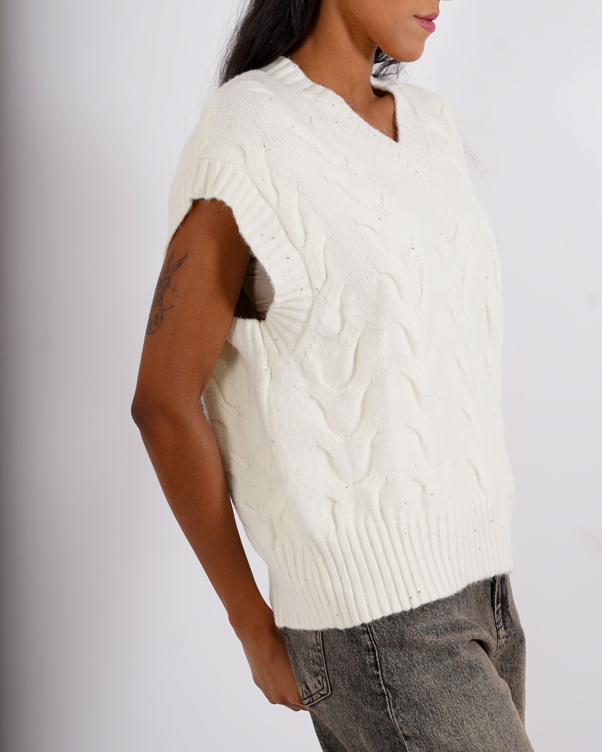 Gilet over in tricot con micropaillettes - Platt
