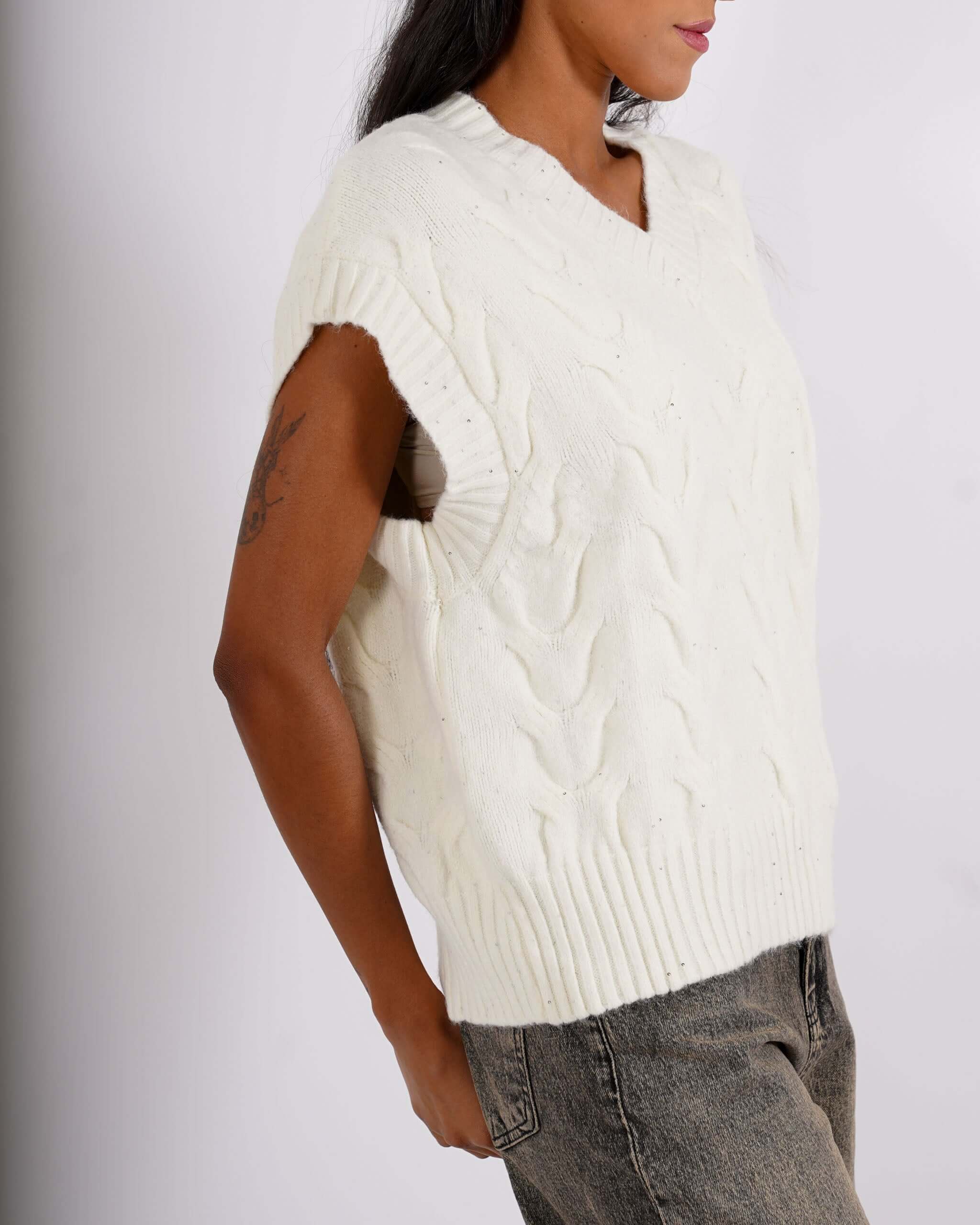 Gilet over in tricot con micropaillettes - Platt - Hope Fashion