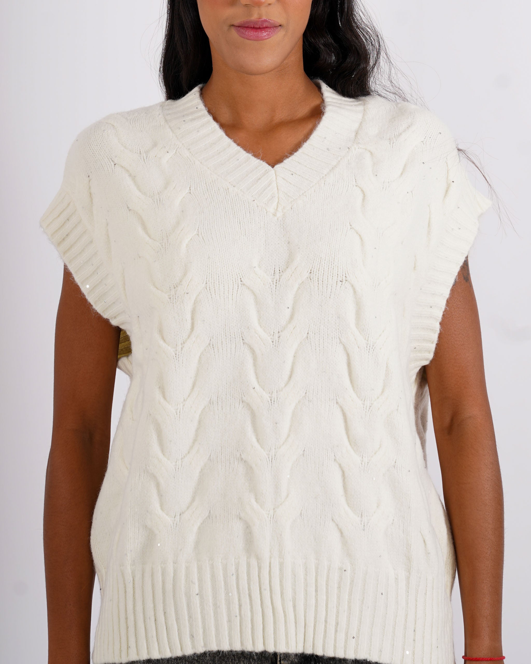 Gilet over in tricot con micropaillettes - Platt