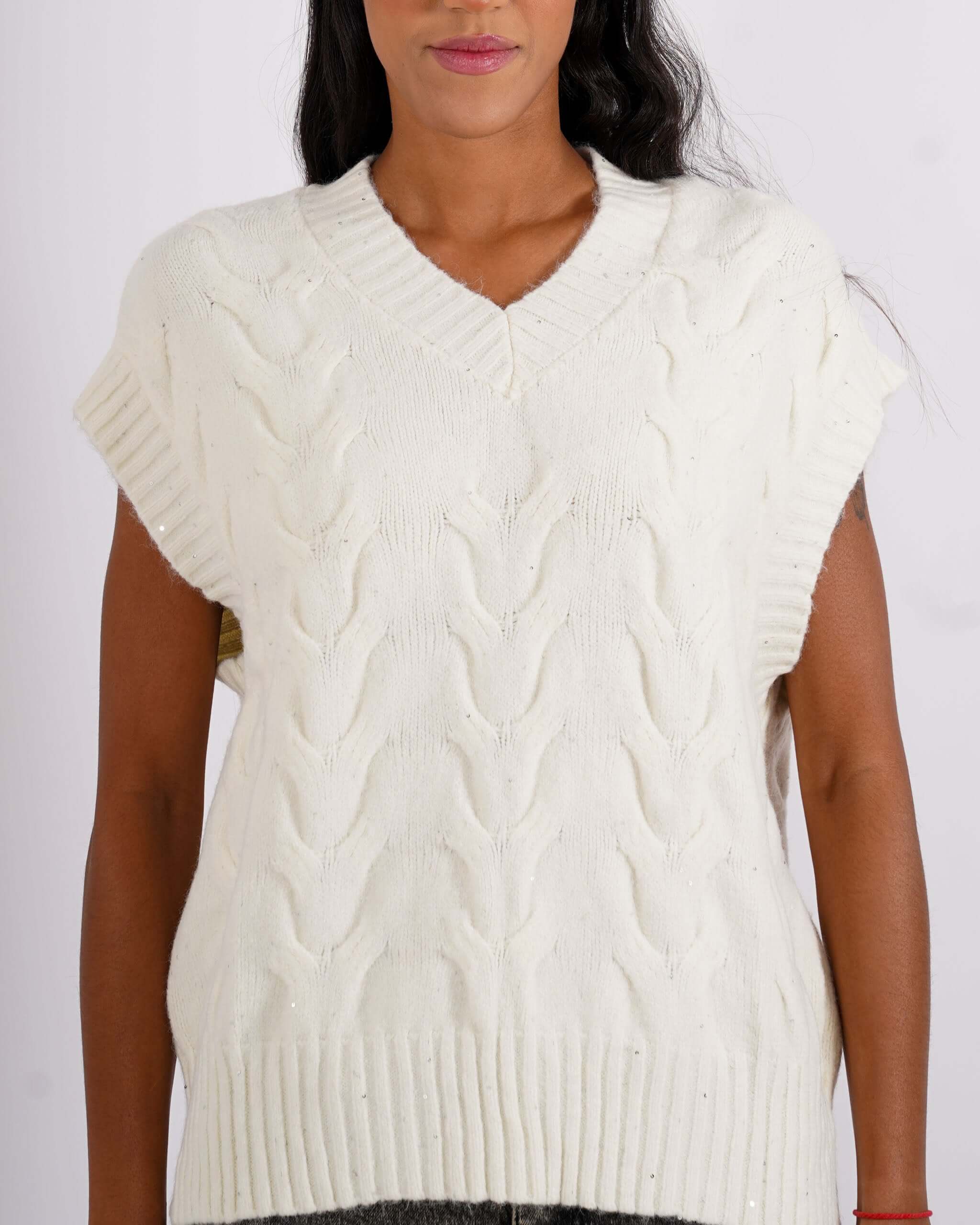 Gilet over in tricot con micropaillettes - Platt - Hope Fashion