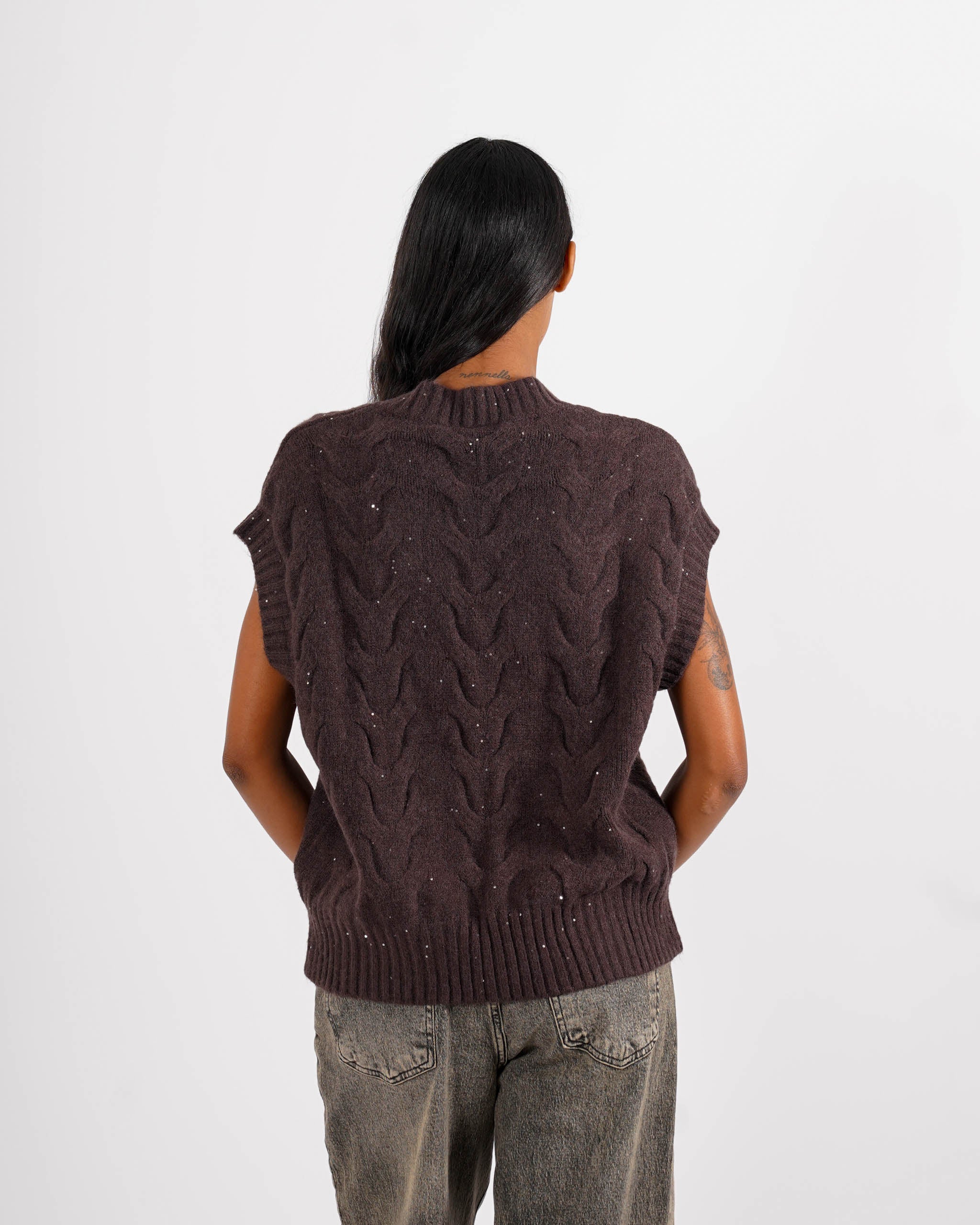 Gilet over in tricot con micropaillettes - Platt