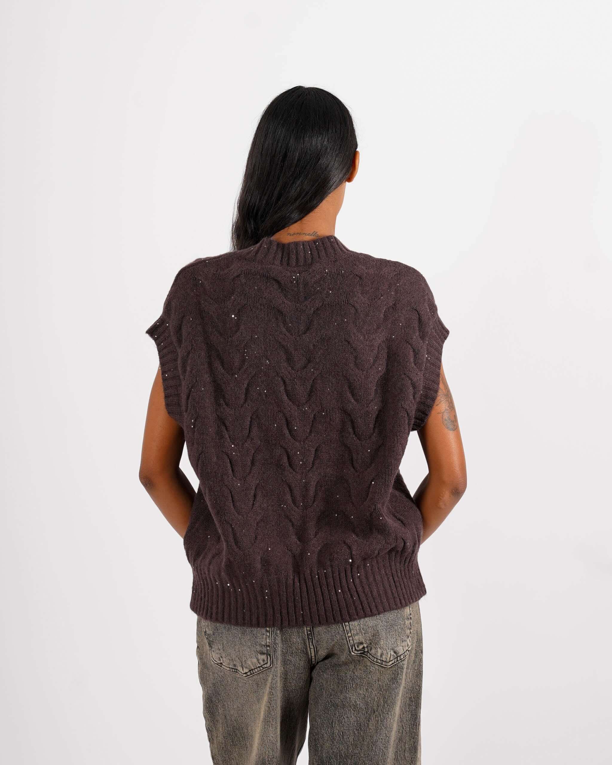 Gilet over in tricot con micropaillettes - Platt - Hope Fashion