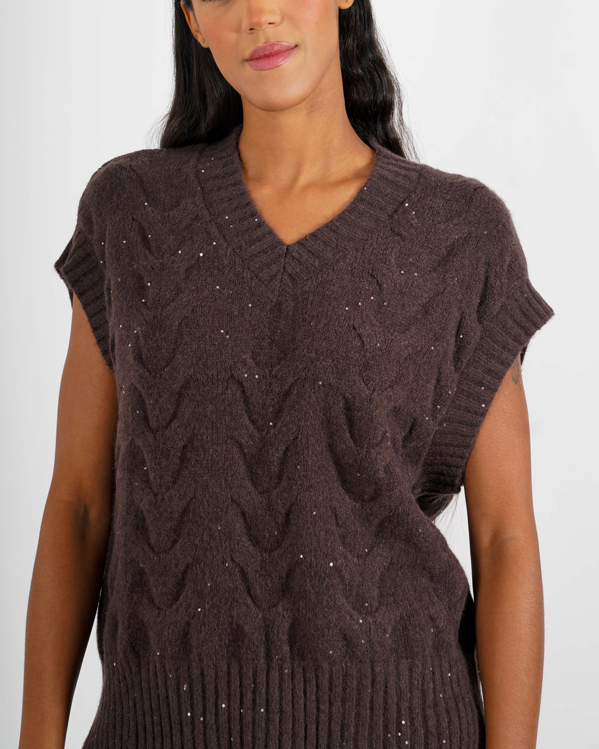 Gilet over in tricot con micropaillettes - Platt