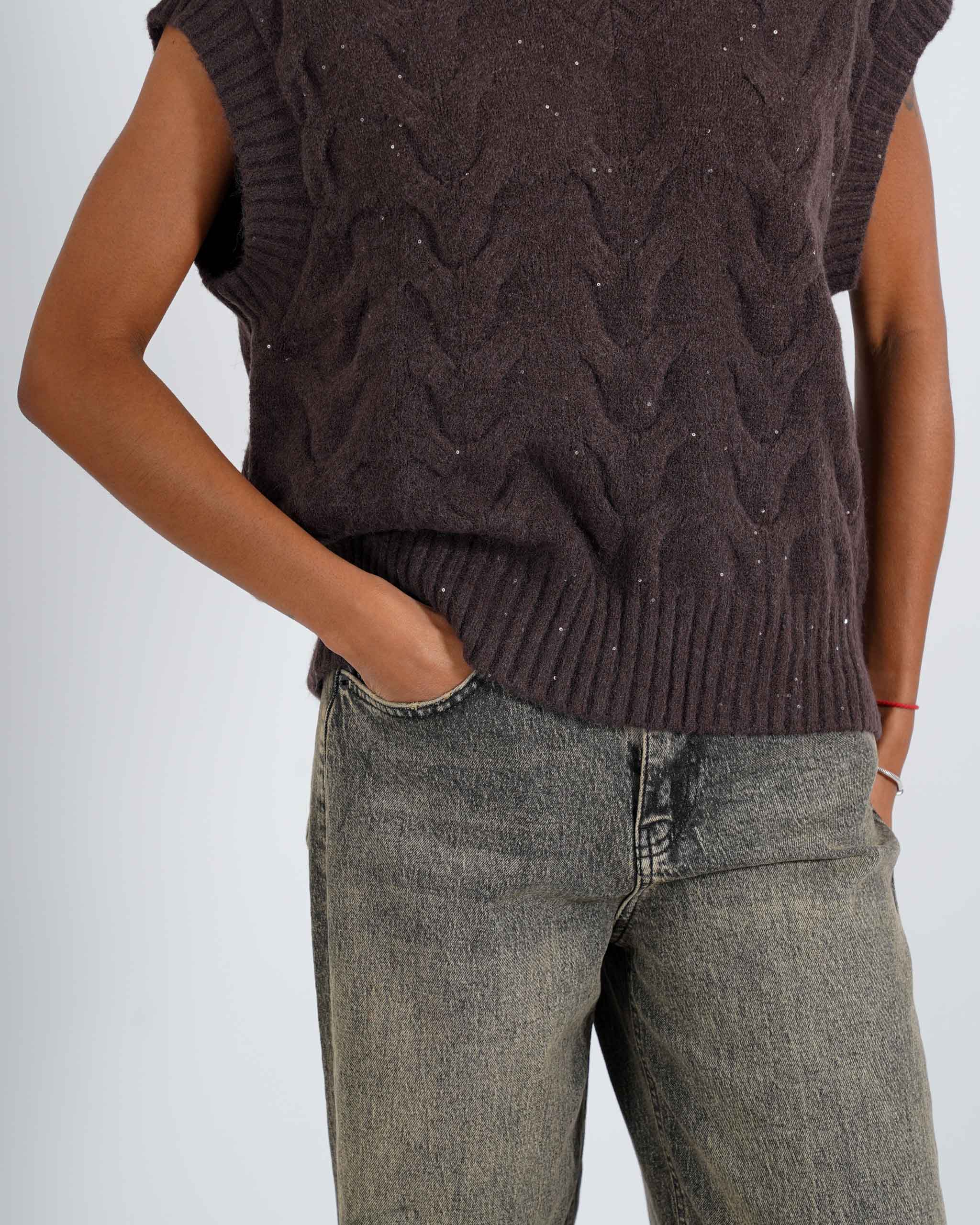 Gilet over in tricot con micropaillettes - Platt