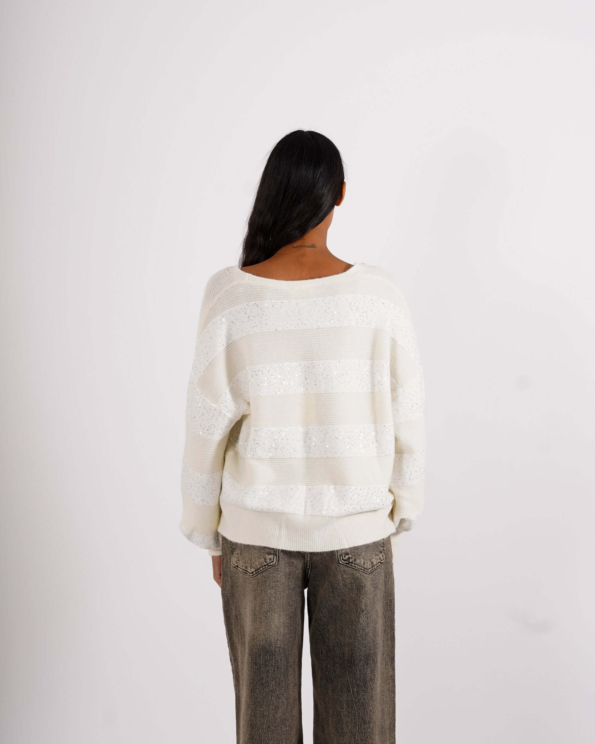 Cardigan in maglia con micro paillettes e bottoni rivestiti - Cicala - Hope Fashion