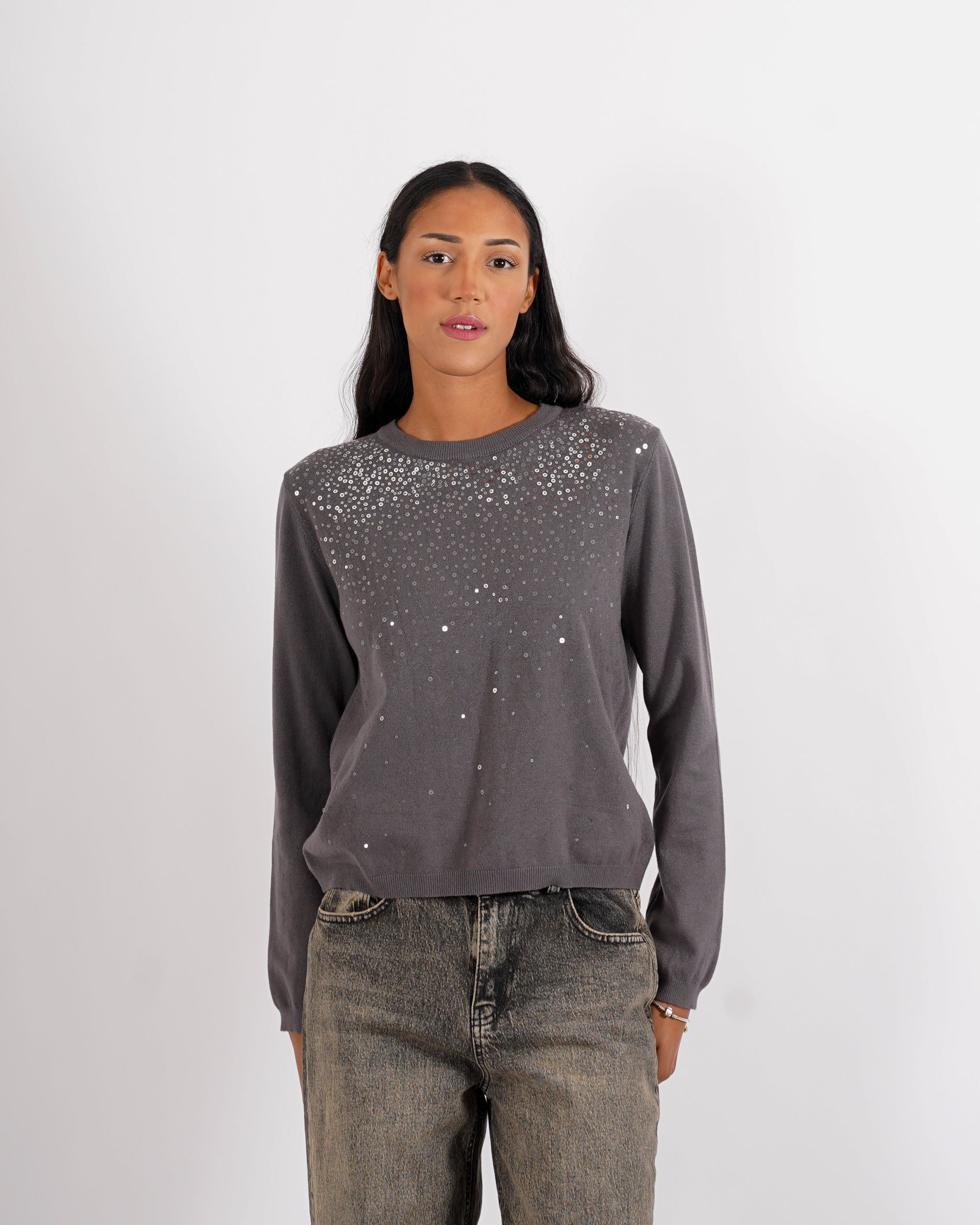 Maglia girocollo con paillettes - Geremia