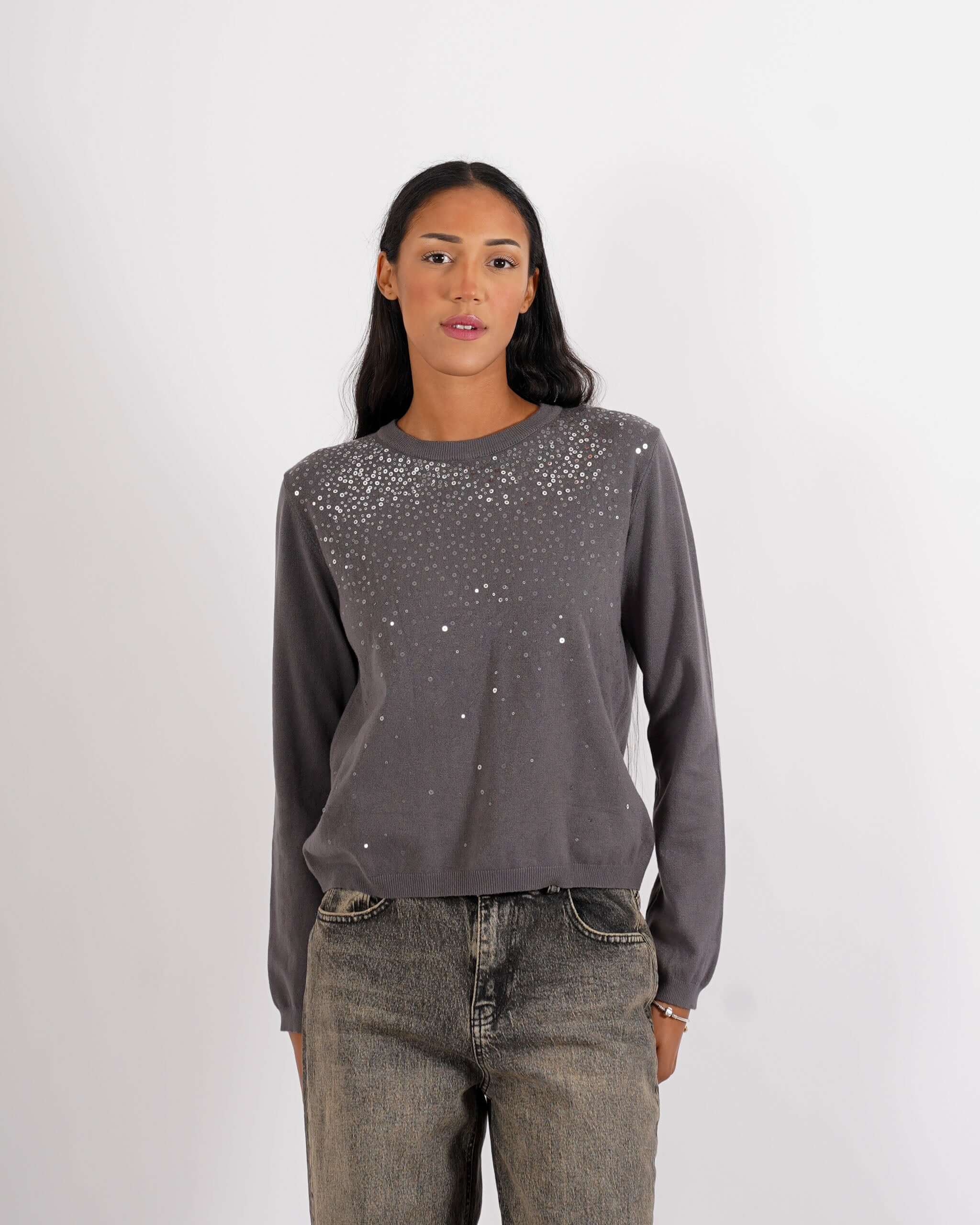 Maglia girocollo con paillettes - Geremia - Hope Fashion