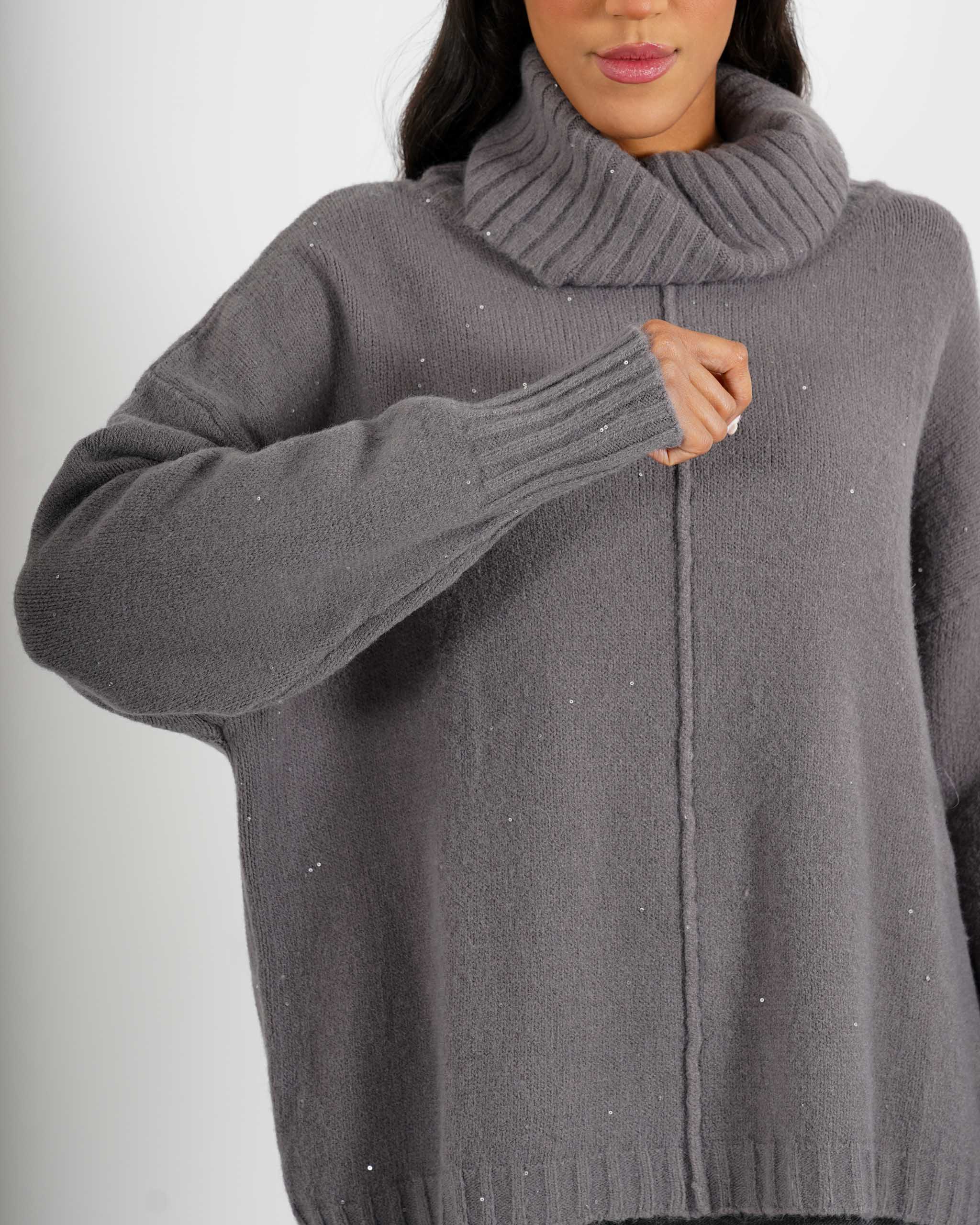 Maglia collo alto con micropaillettes - Basilide