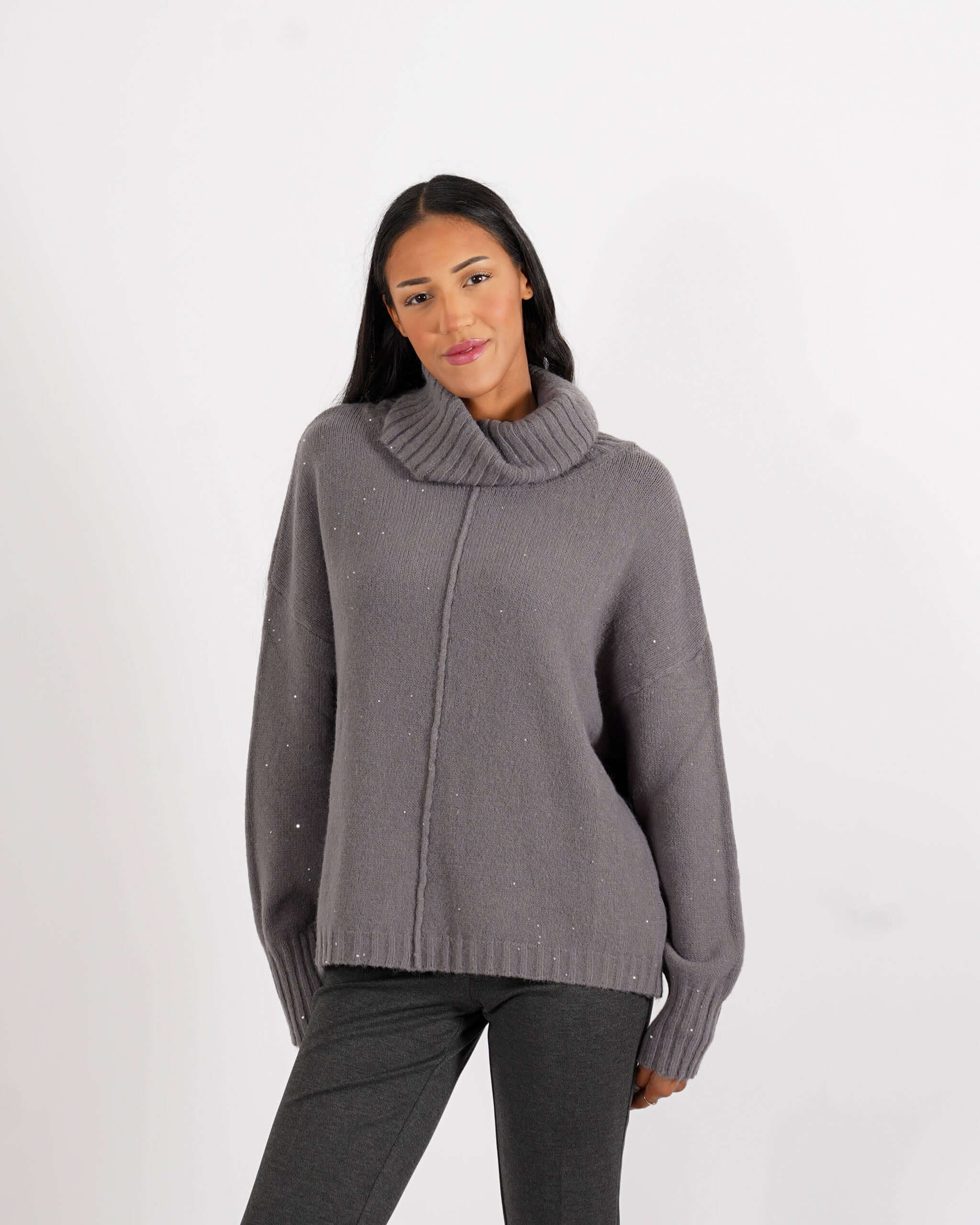 Maglia collo alto con micropaillettes - Basilide - Hope Fashion