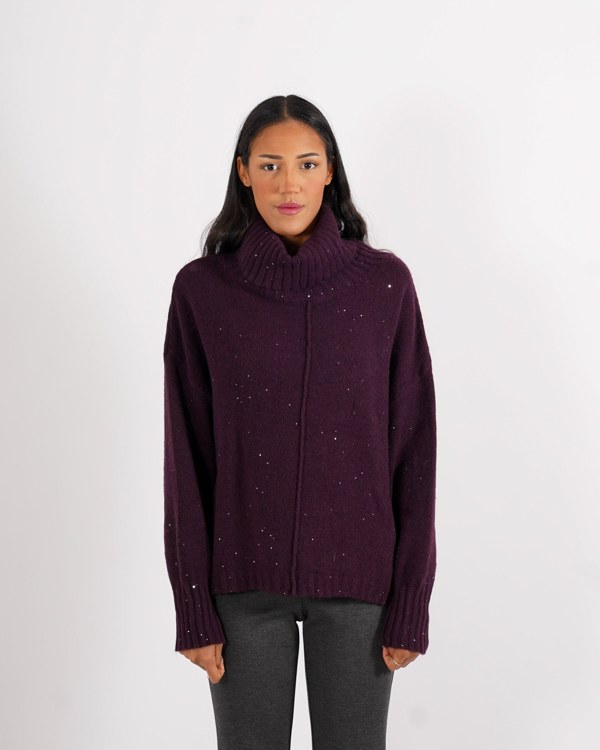 Maglia collo alto con micropaillettes - Basilide