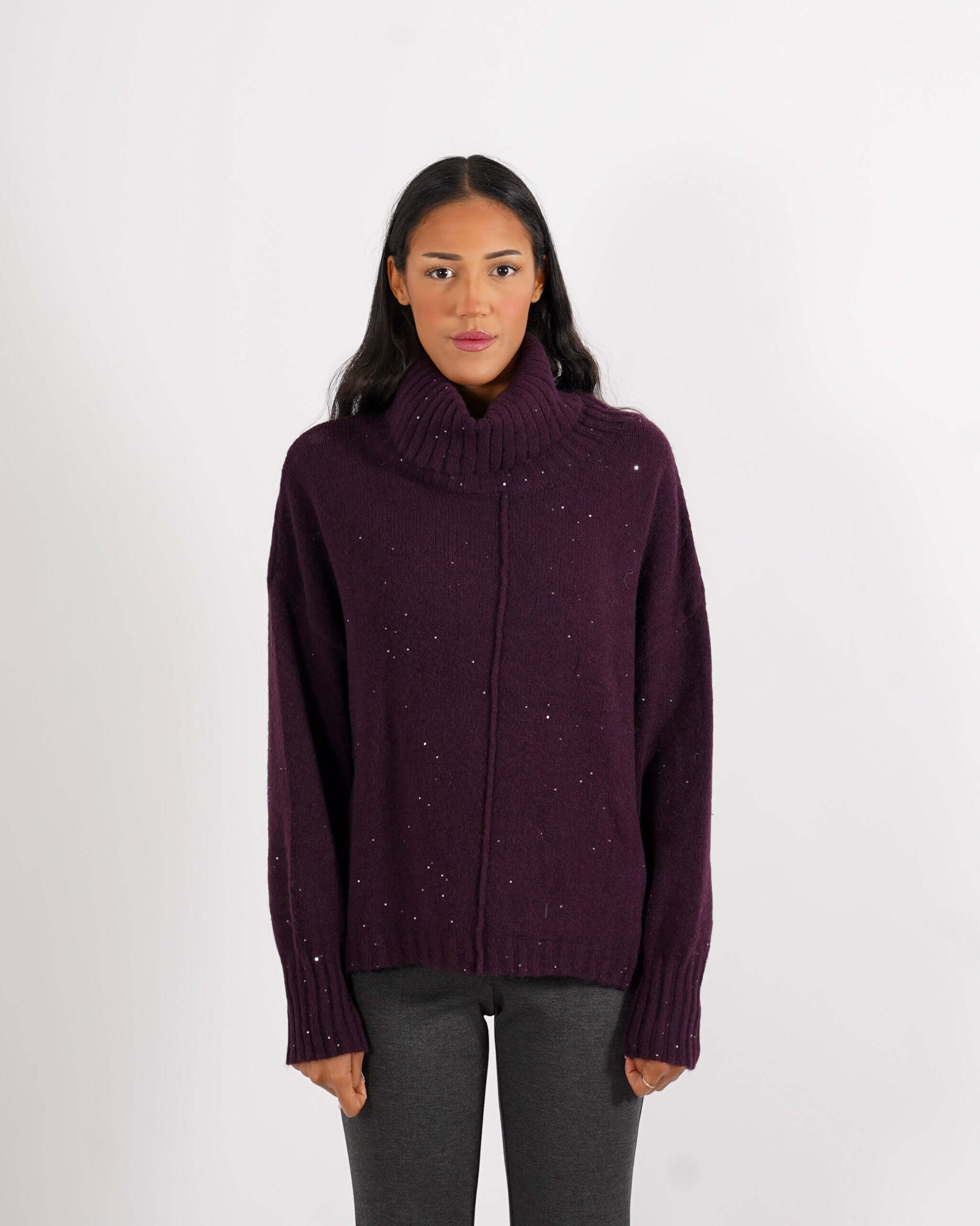 Maglia collo alto con micropaillettes - Basilide - Hope Fashion