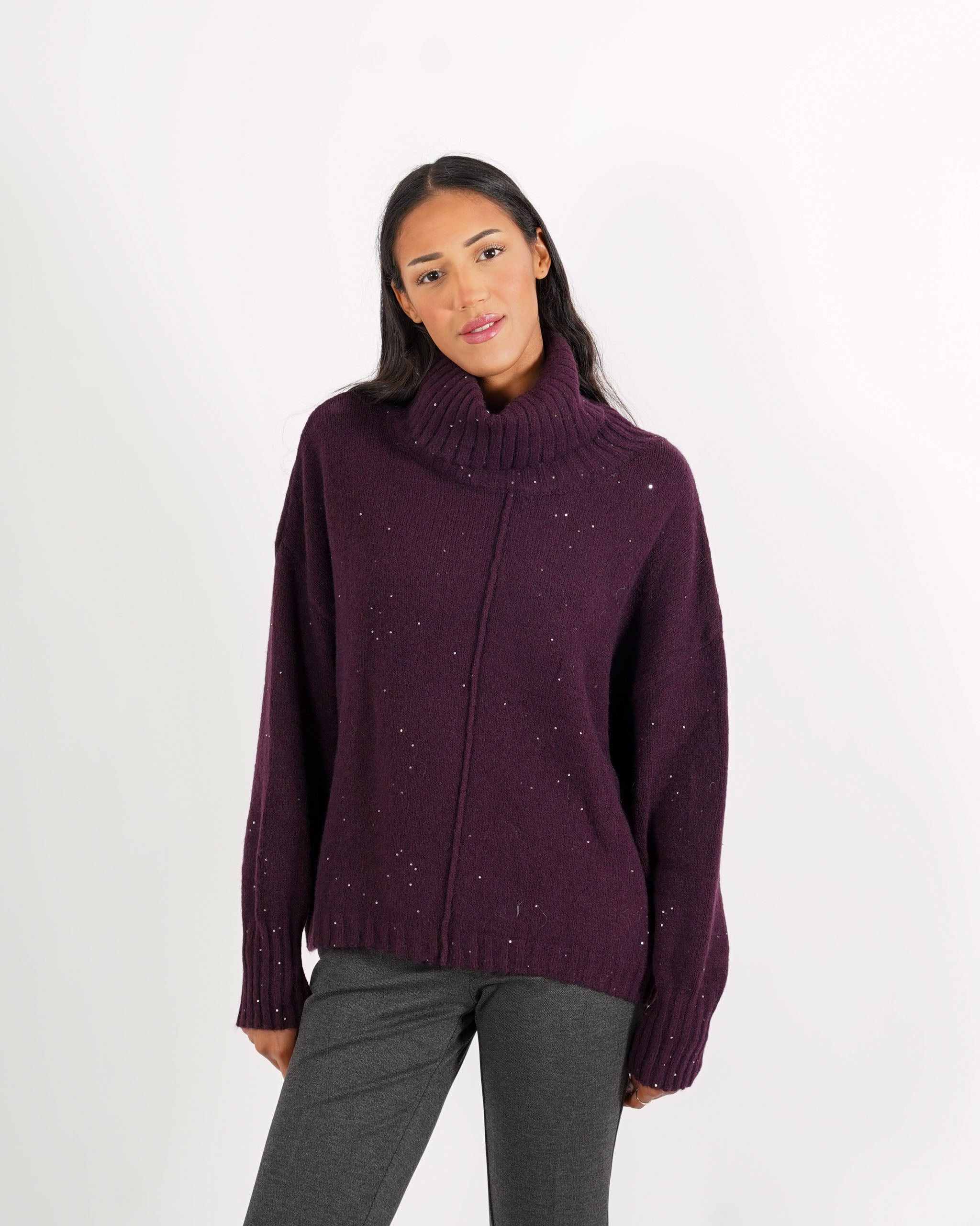 Maglia collo alto con micropaillettes - Basilide