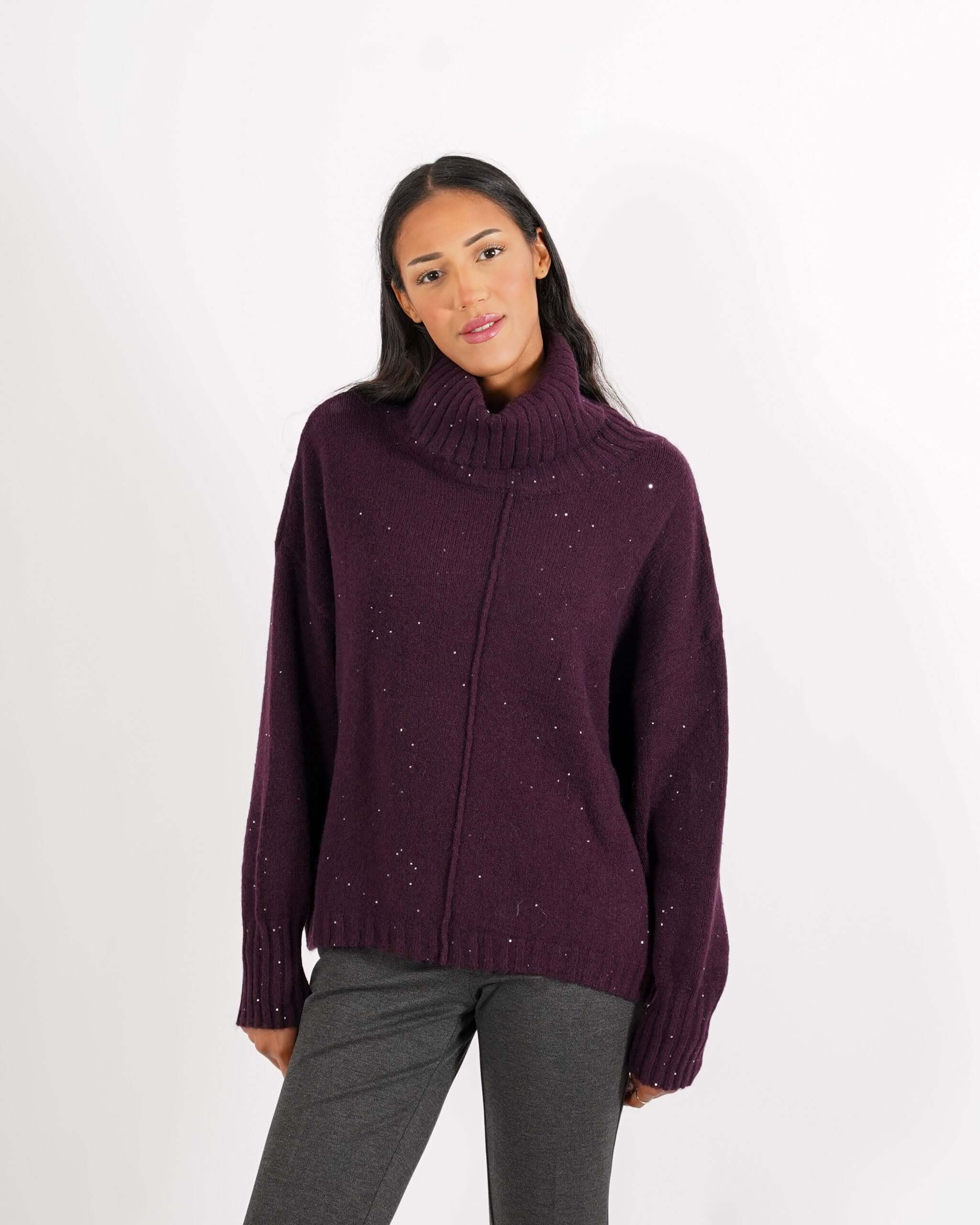 Maglia collo alto con micropaillettes - Basilide - Hope Fashion