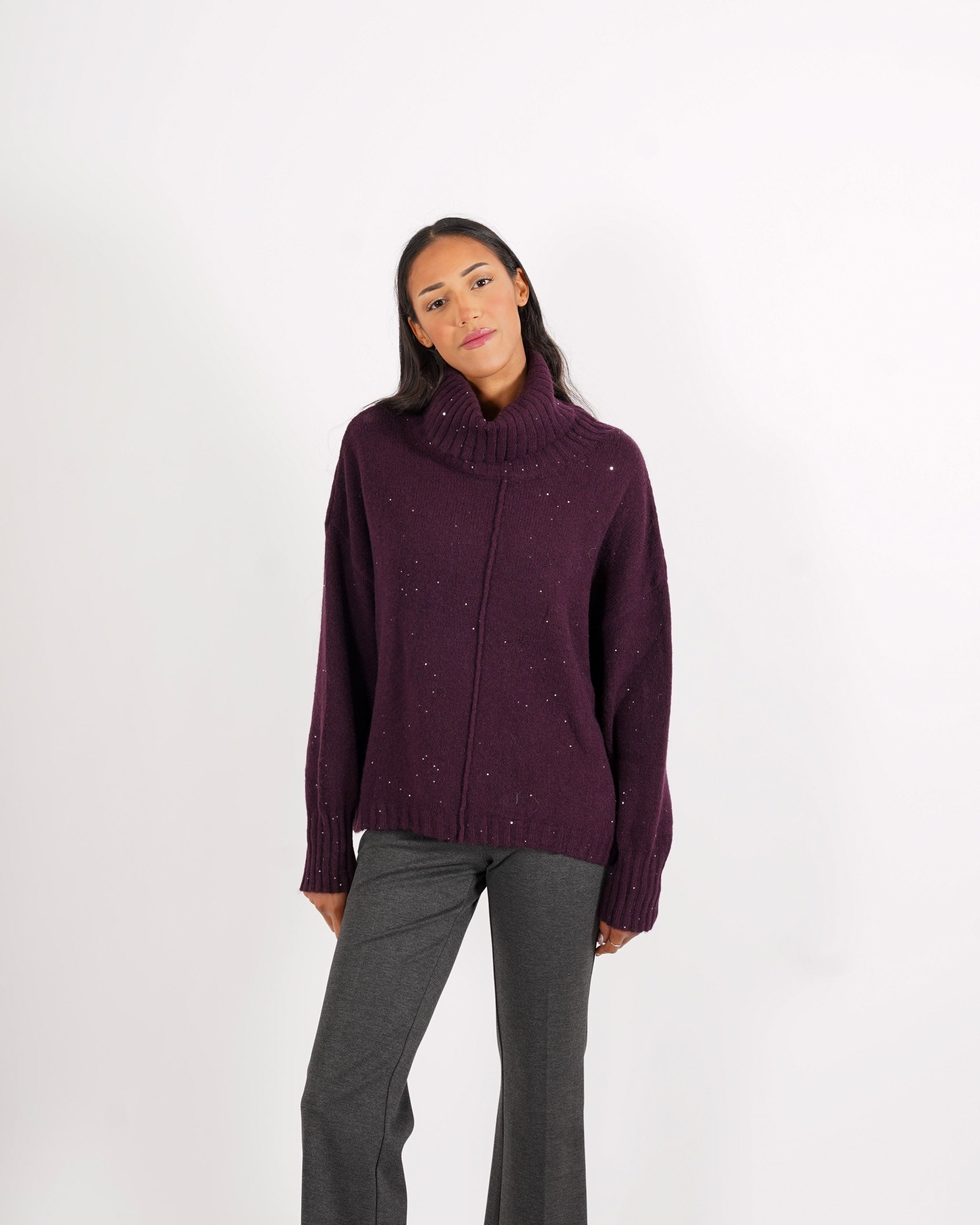 Maglia collo alto con micropaillettes - Basilide