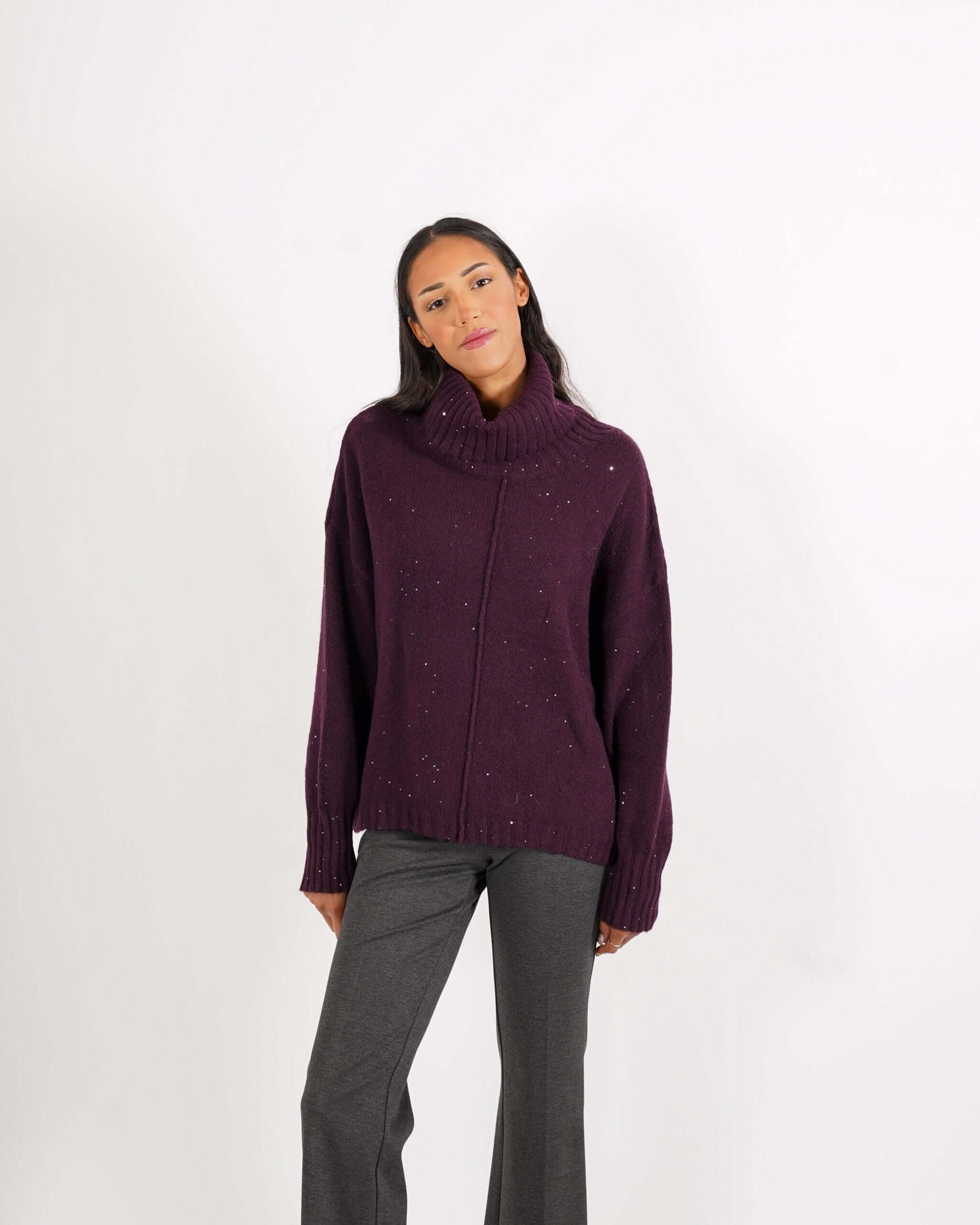 Maglia collo alto con micropaillettes - Basilide - Hope Fashion