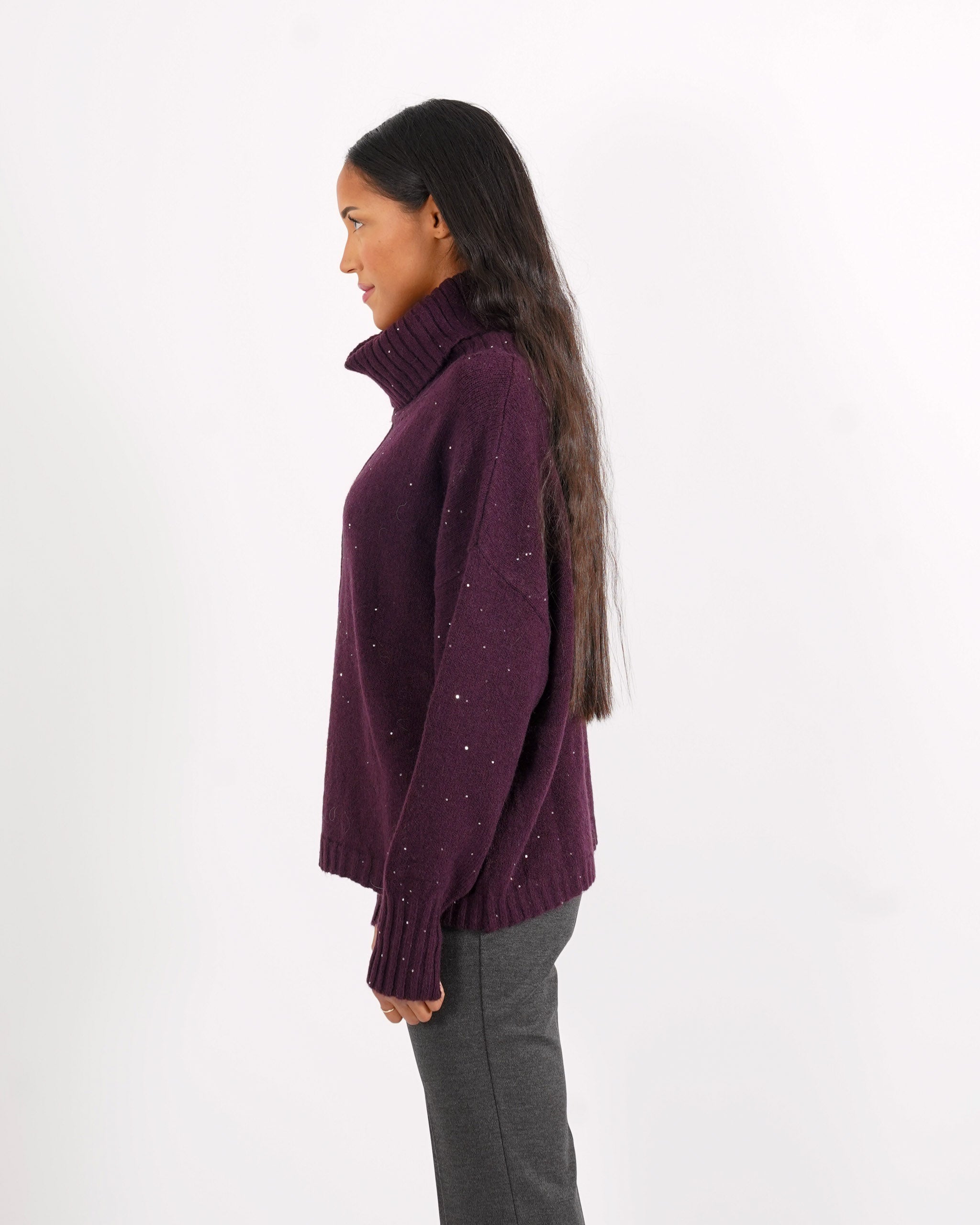 Maglia collo alto con micropaillettes - Basilide