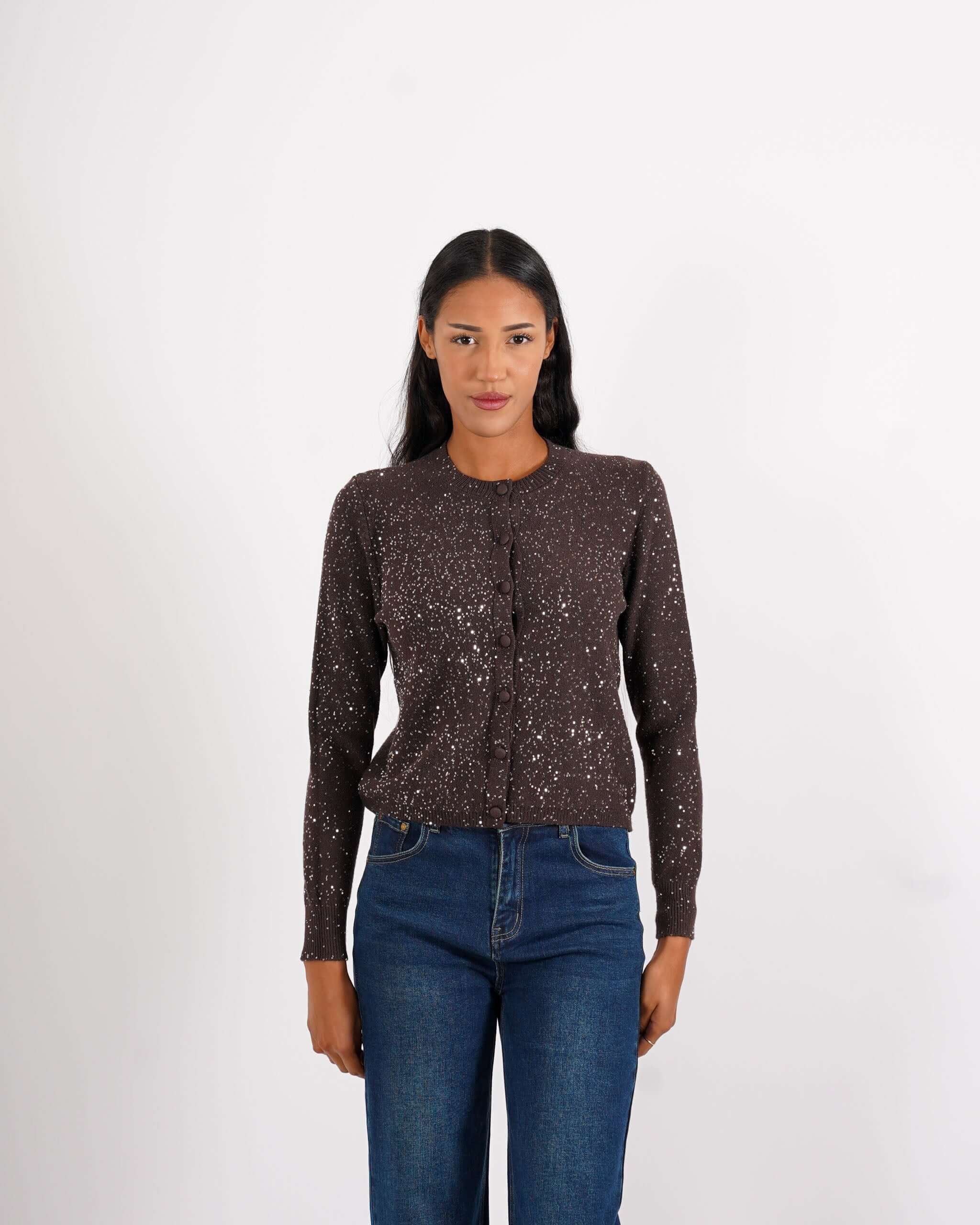 Cardigan slim full paillettes - Damiana - Hope Fashion