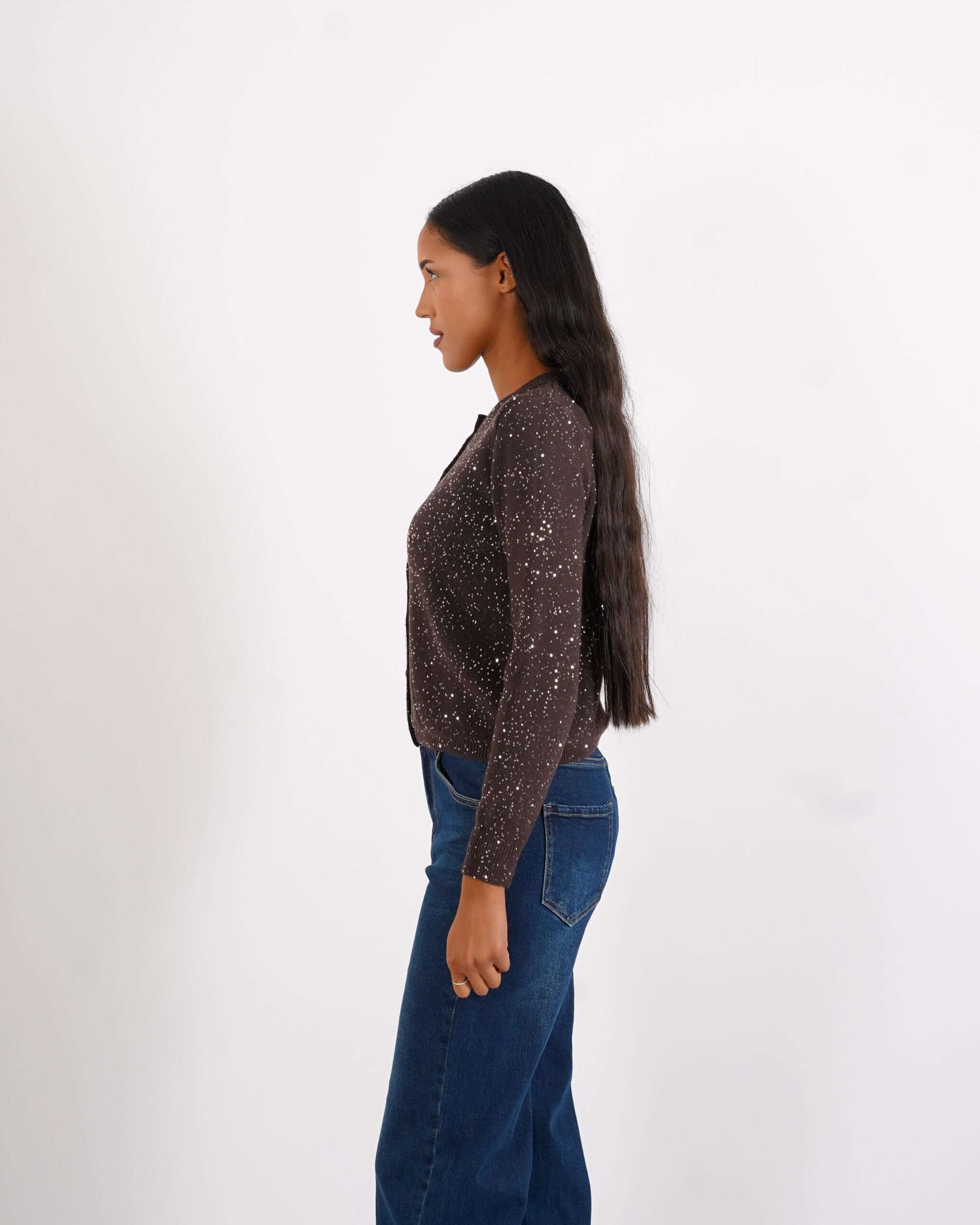 Cardigan slim full paillettes - Damiana - Hope Fashion