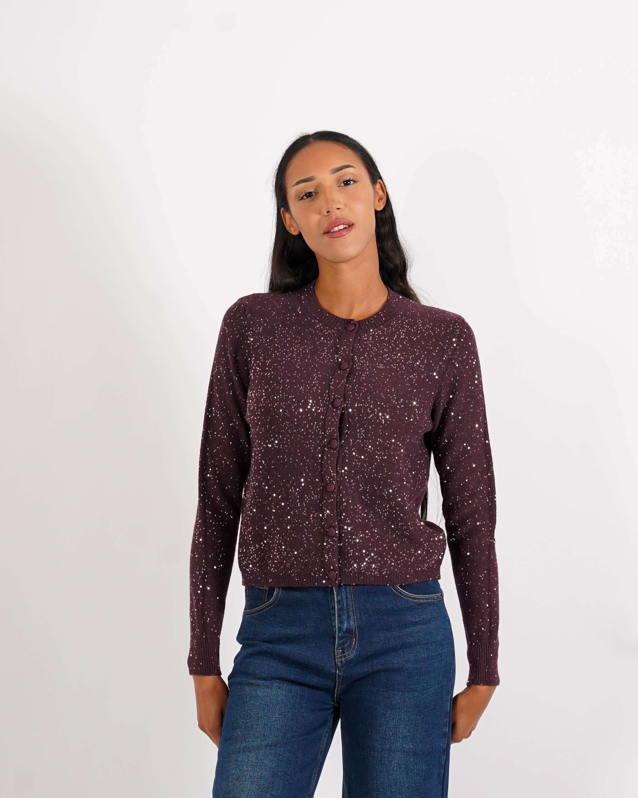 Cardigan slim full paillettes - Damiana - Hope Fashion