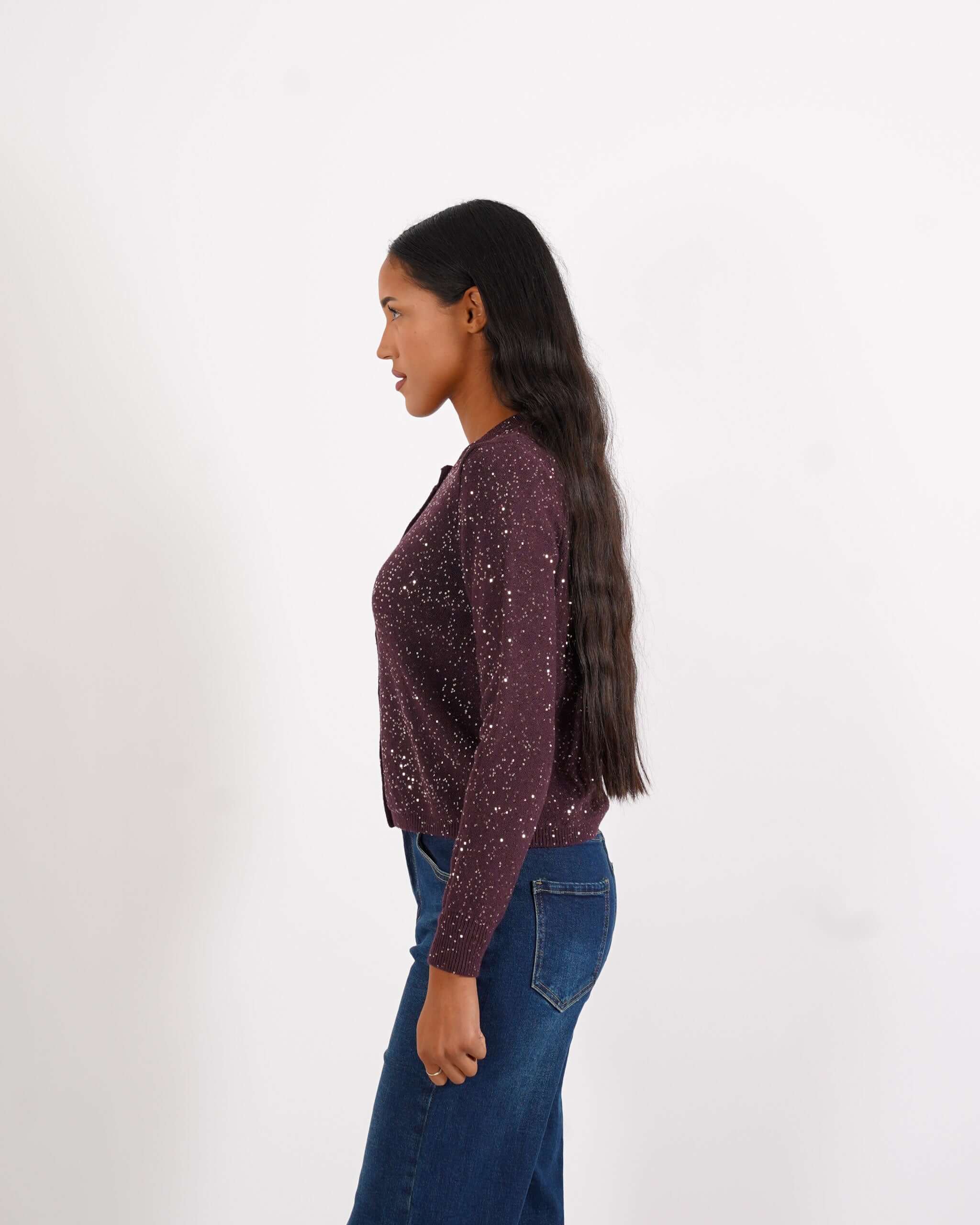 Cardigan slim full paillettes - Damiana - Hope Fashion
