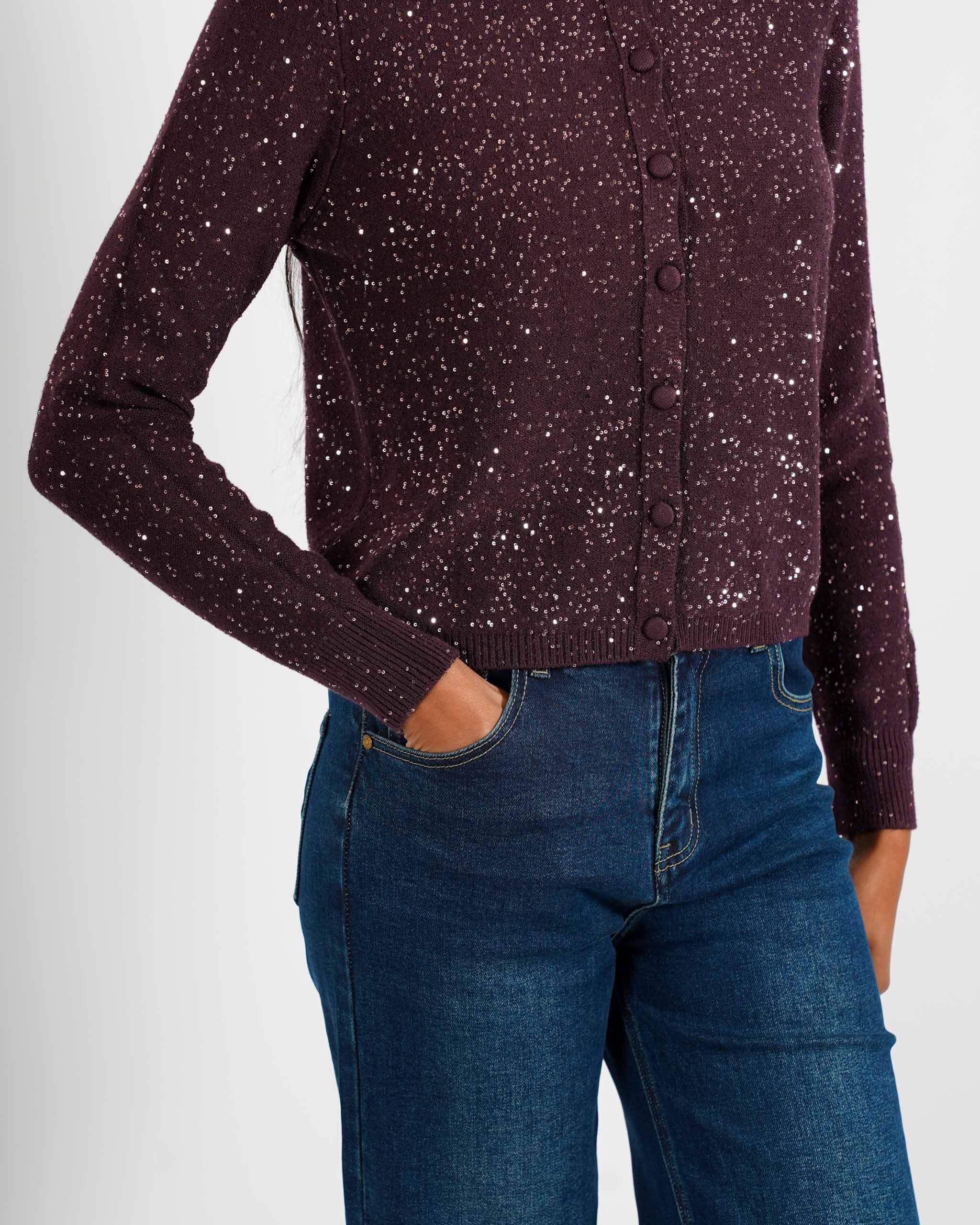 Cardigan slim full paillettes - Damiana - Hope Fashion