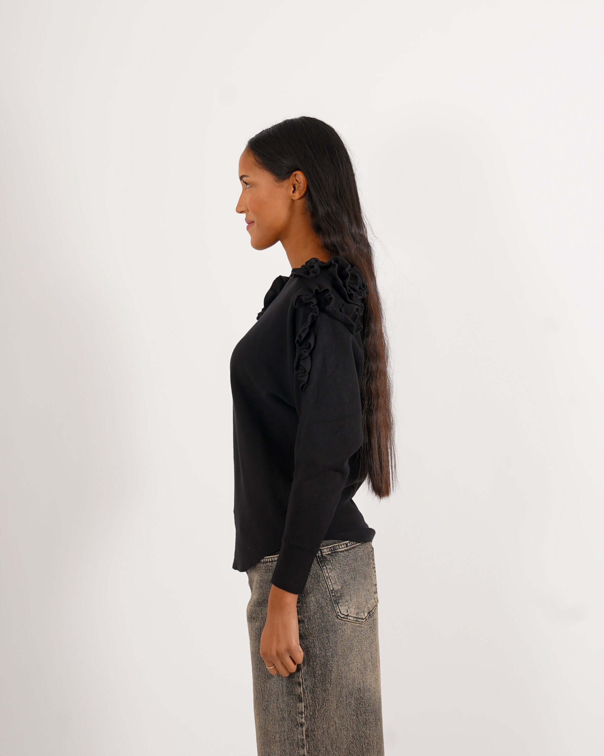 Maglia girocollo con ruche su spalle - Nazaria - Hope Fashion