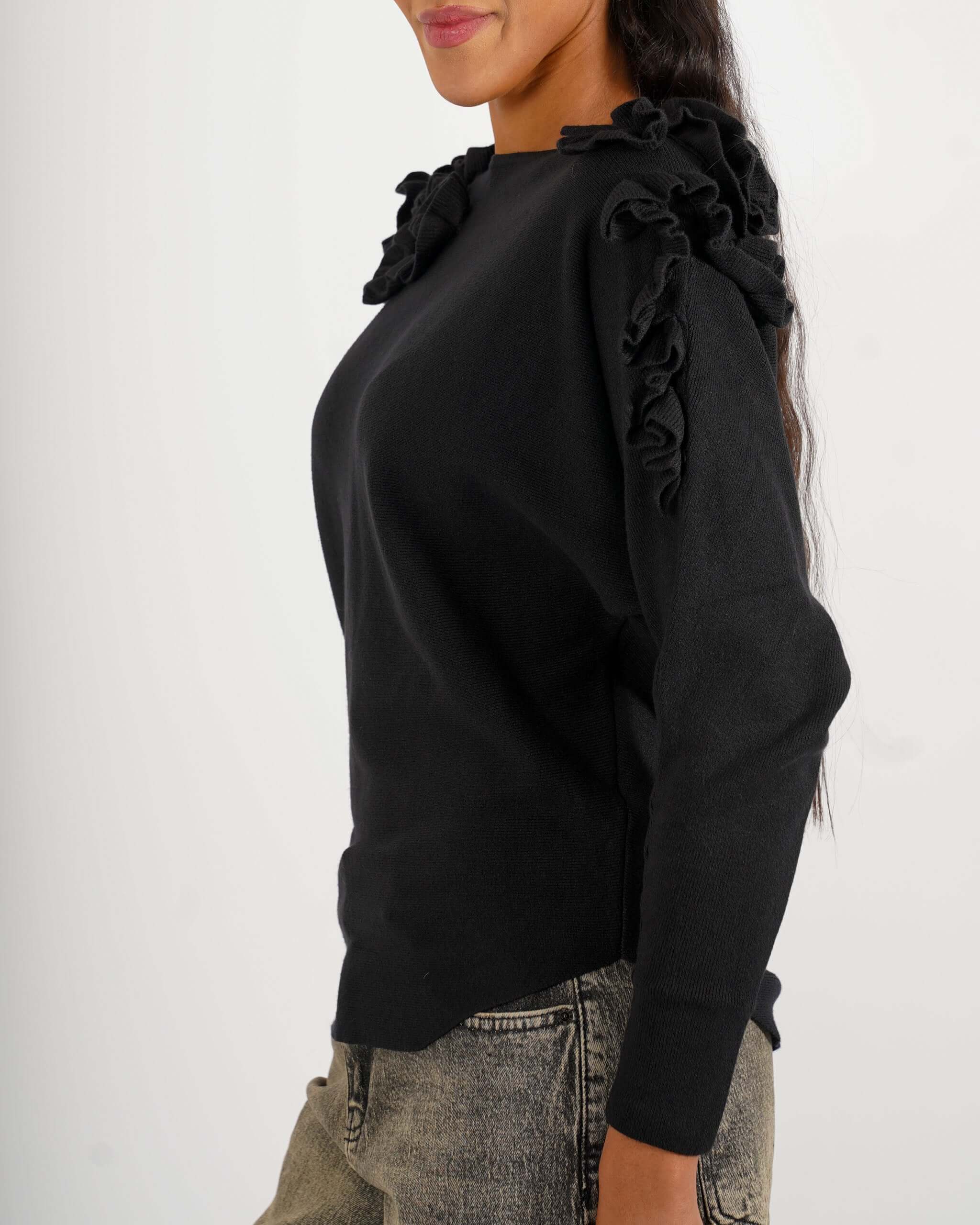 Maglia girocollo con ruche su spalle - Nazaria - Hope Fashion