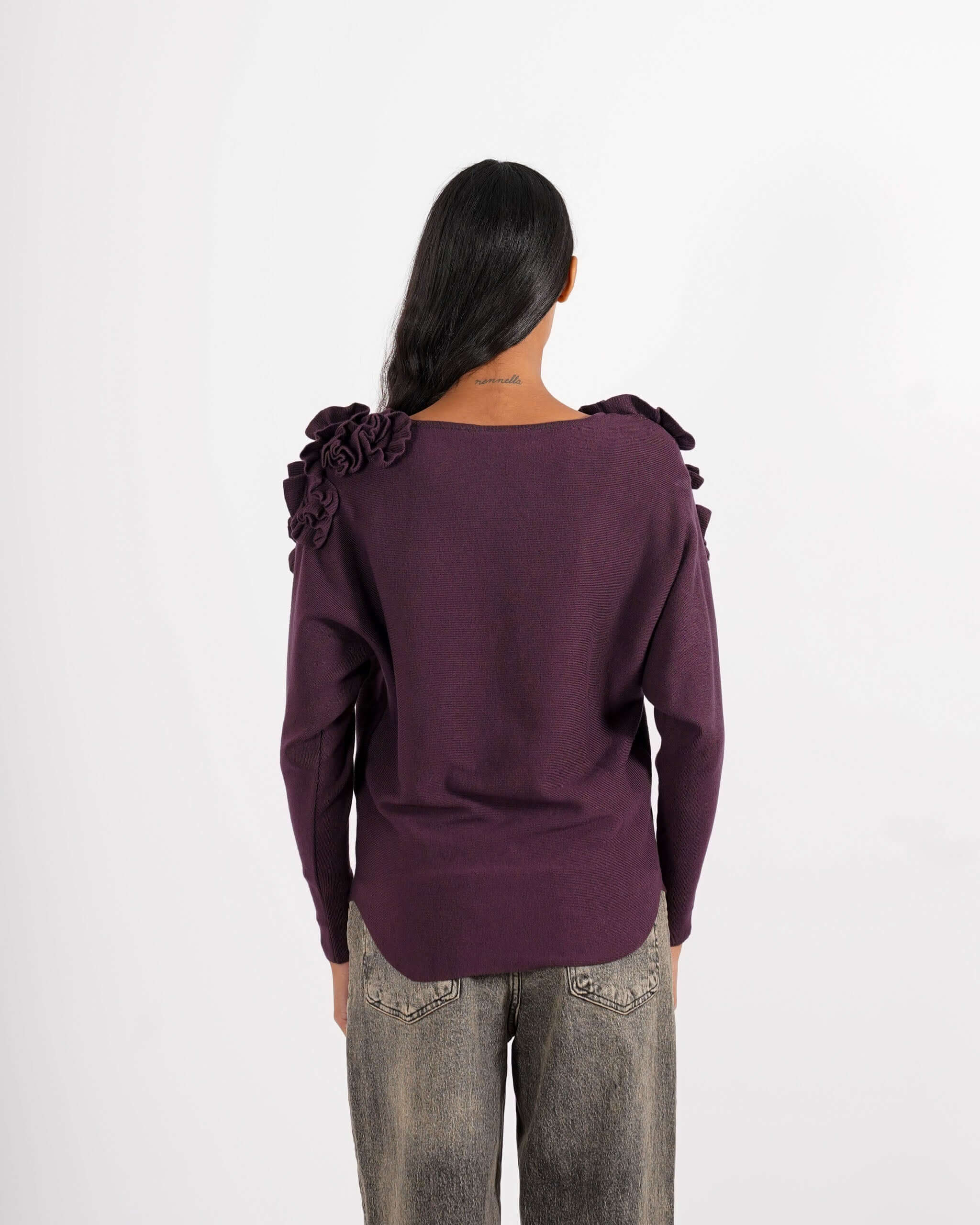 Maglia girocollo con ruche su spalle - Nazaria - Hope Fashion