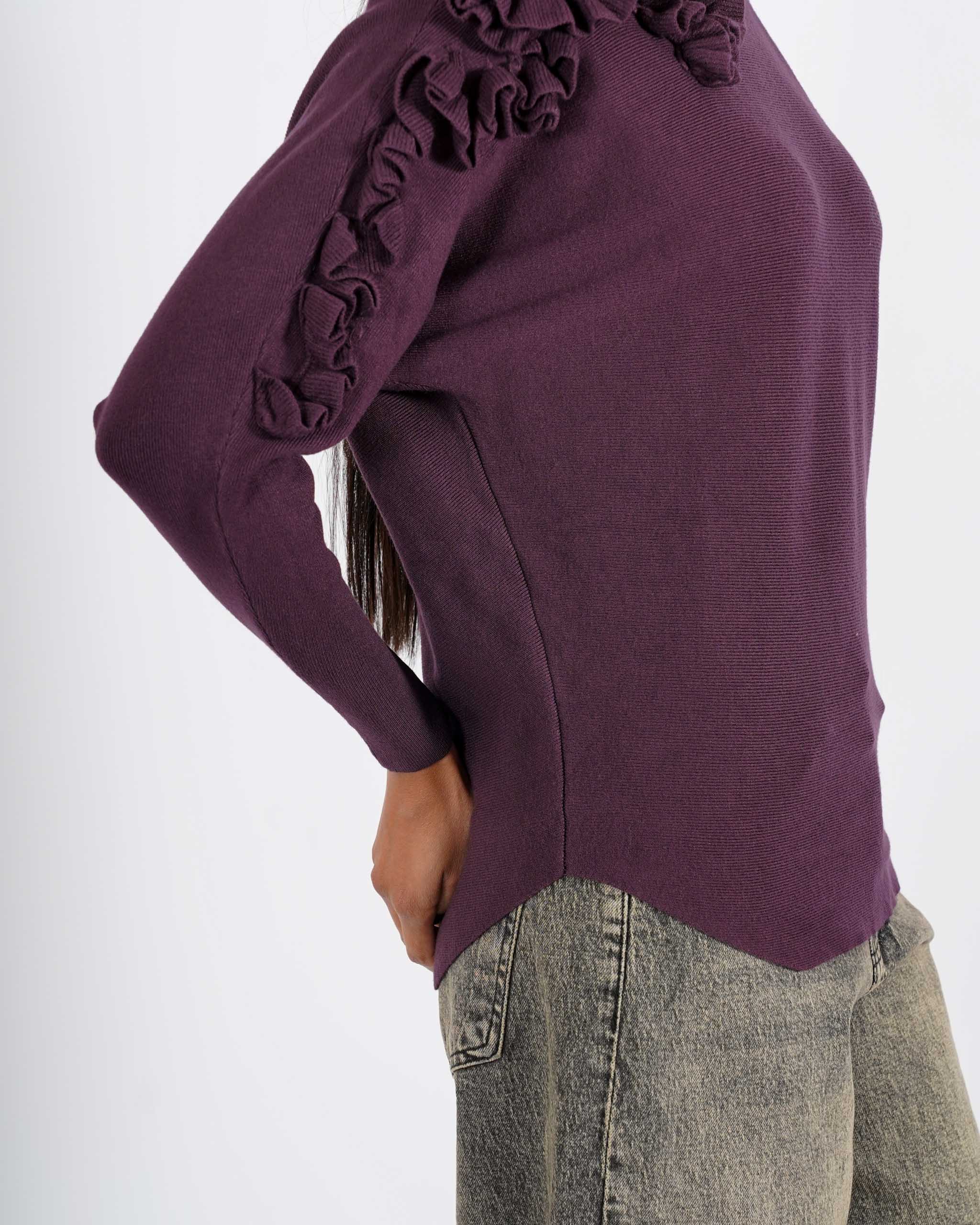 Maglia girocollo con ruche su spalle - Nazaria