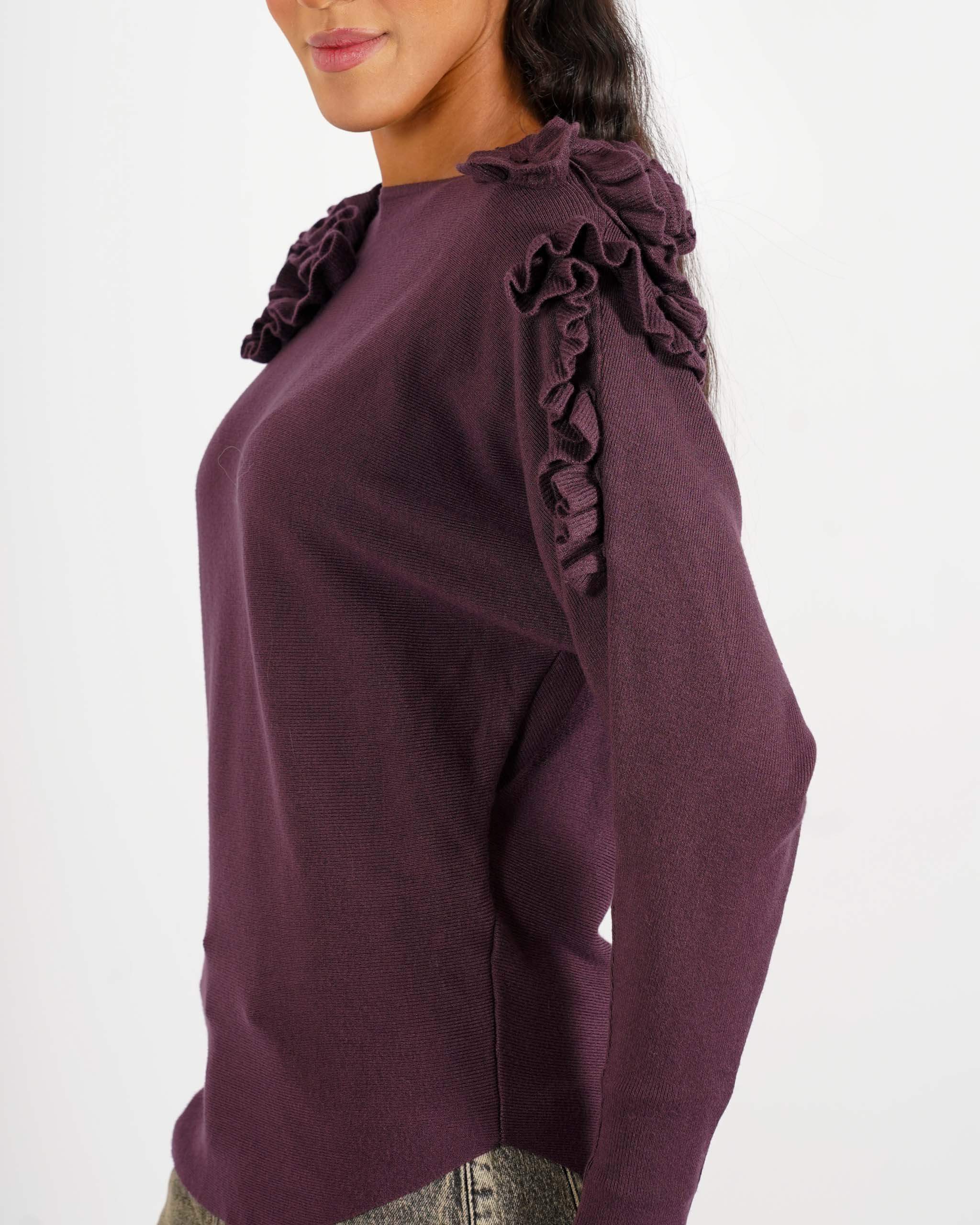 Maglia girocollo con ruche su spalle - Nazaria - Hope Fashion